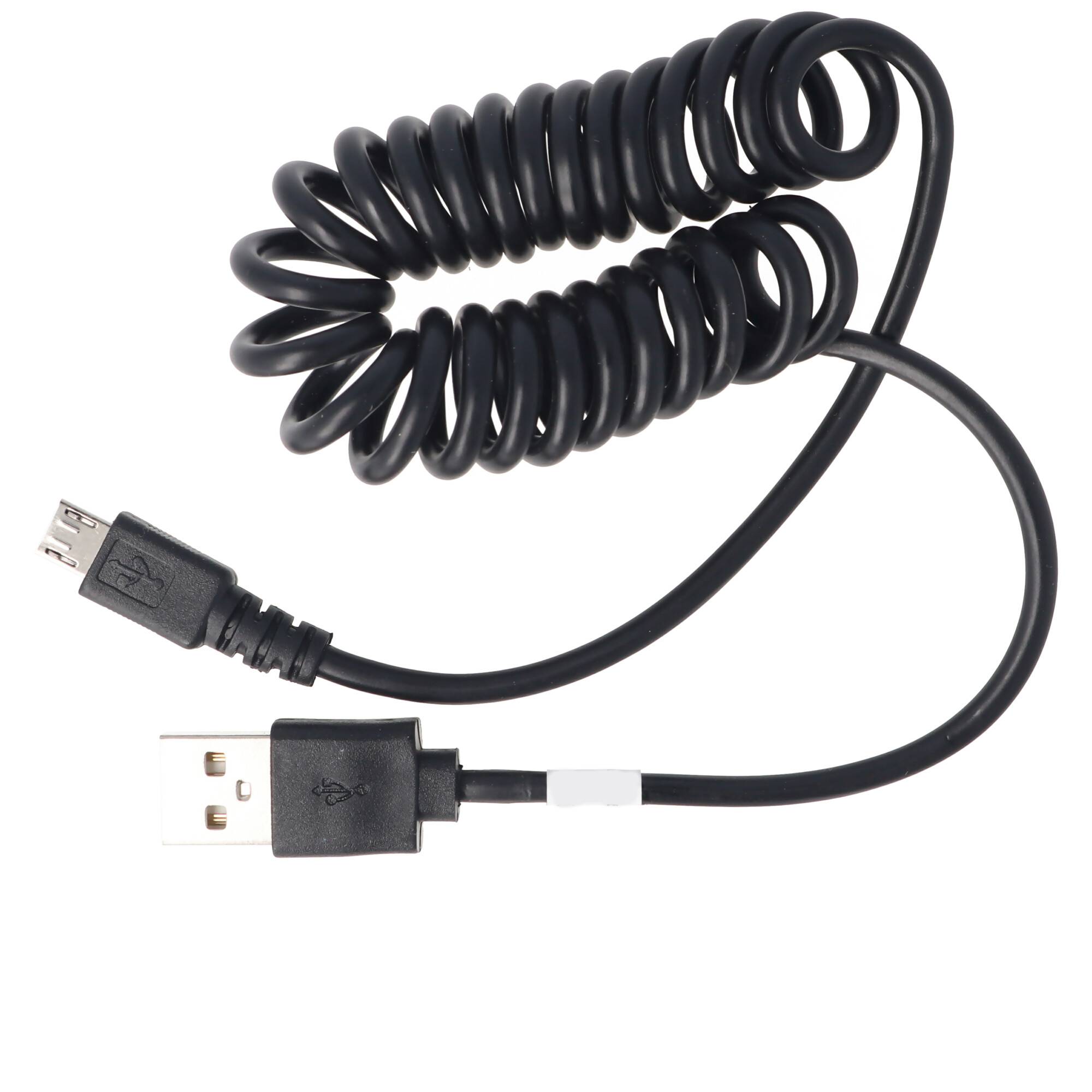 micro-USB Spiral-Anschlusskabel USB-A Stecker auf micro-USB Stecker