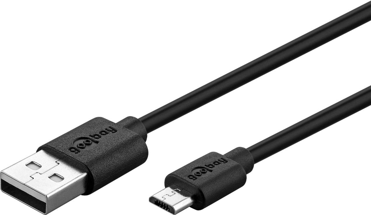goobay Micro USB Lade und Synchronisationskabel schwarz 1 m (1er Softpack)