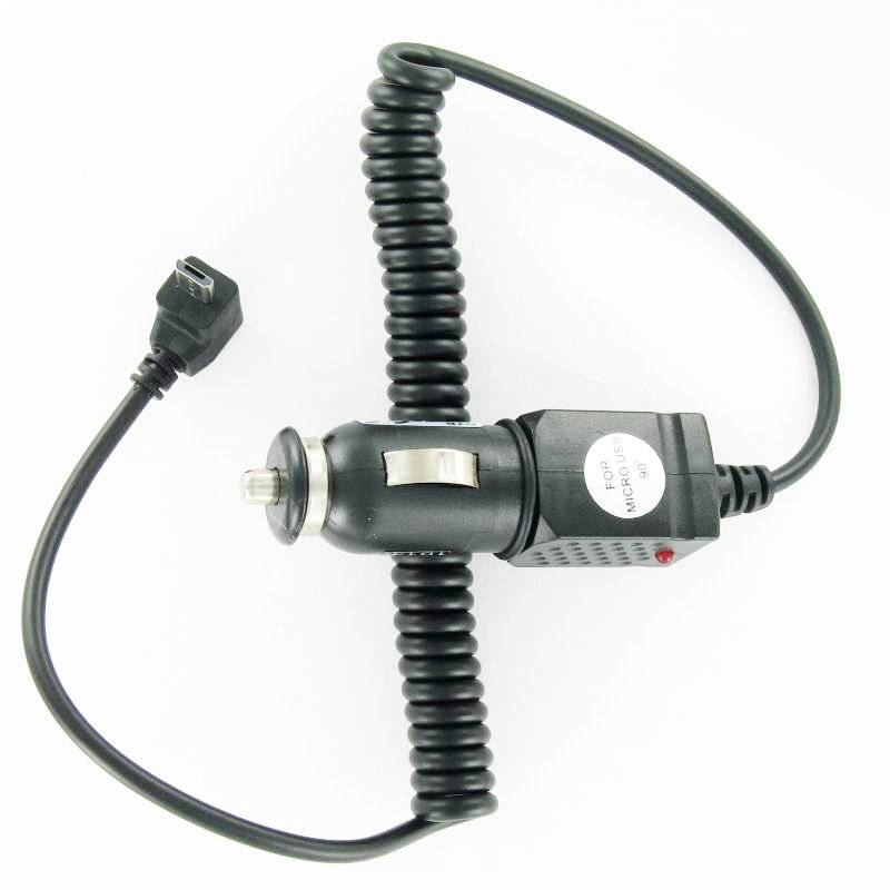 Micro-USB Ladekabel 12 Volt, Ladestrom 1A mit abgewinkeltem Stecker, Kabellänge ca. 1 Meter
