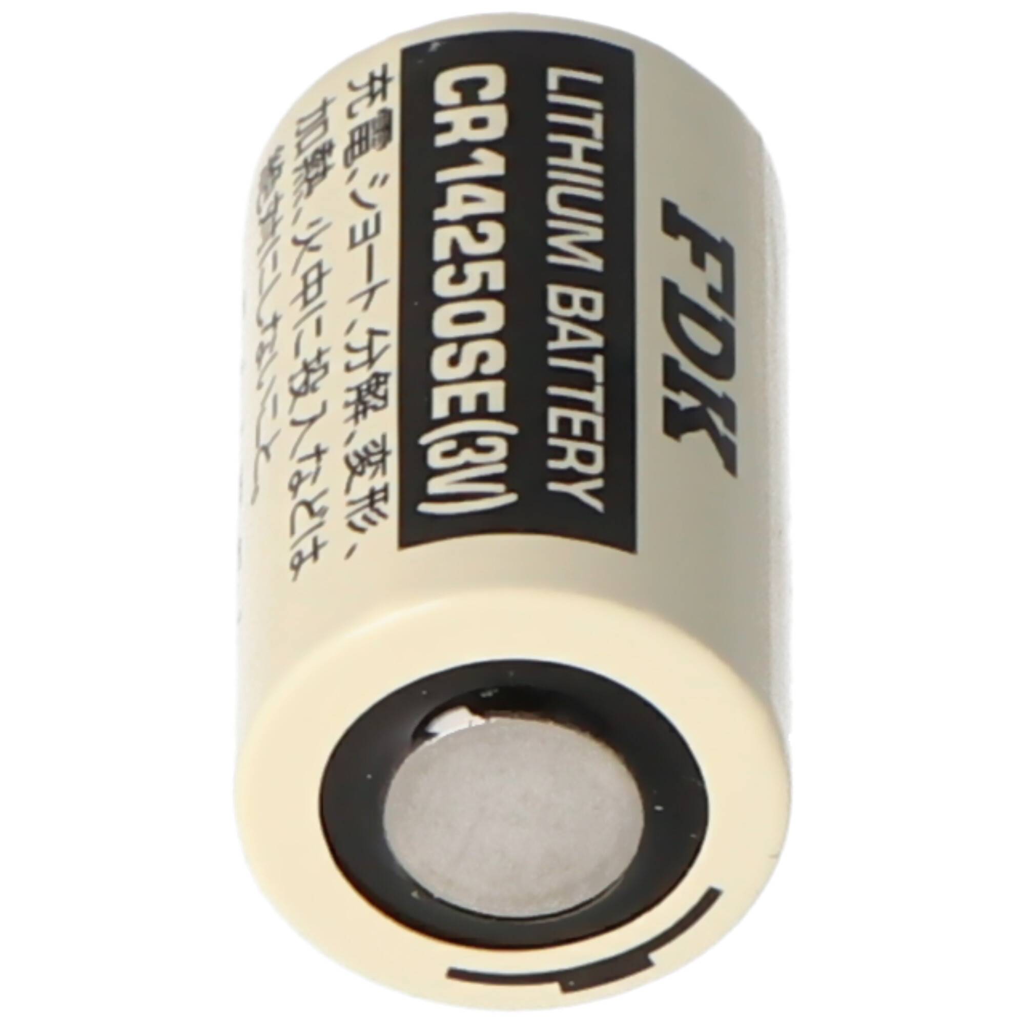 Nahaufnahme einer FDK-Lithiumbatterie mit der Bezeichnung „CR14250SE(3V)