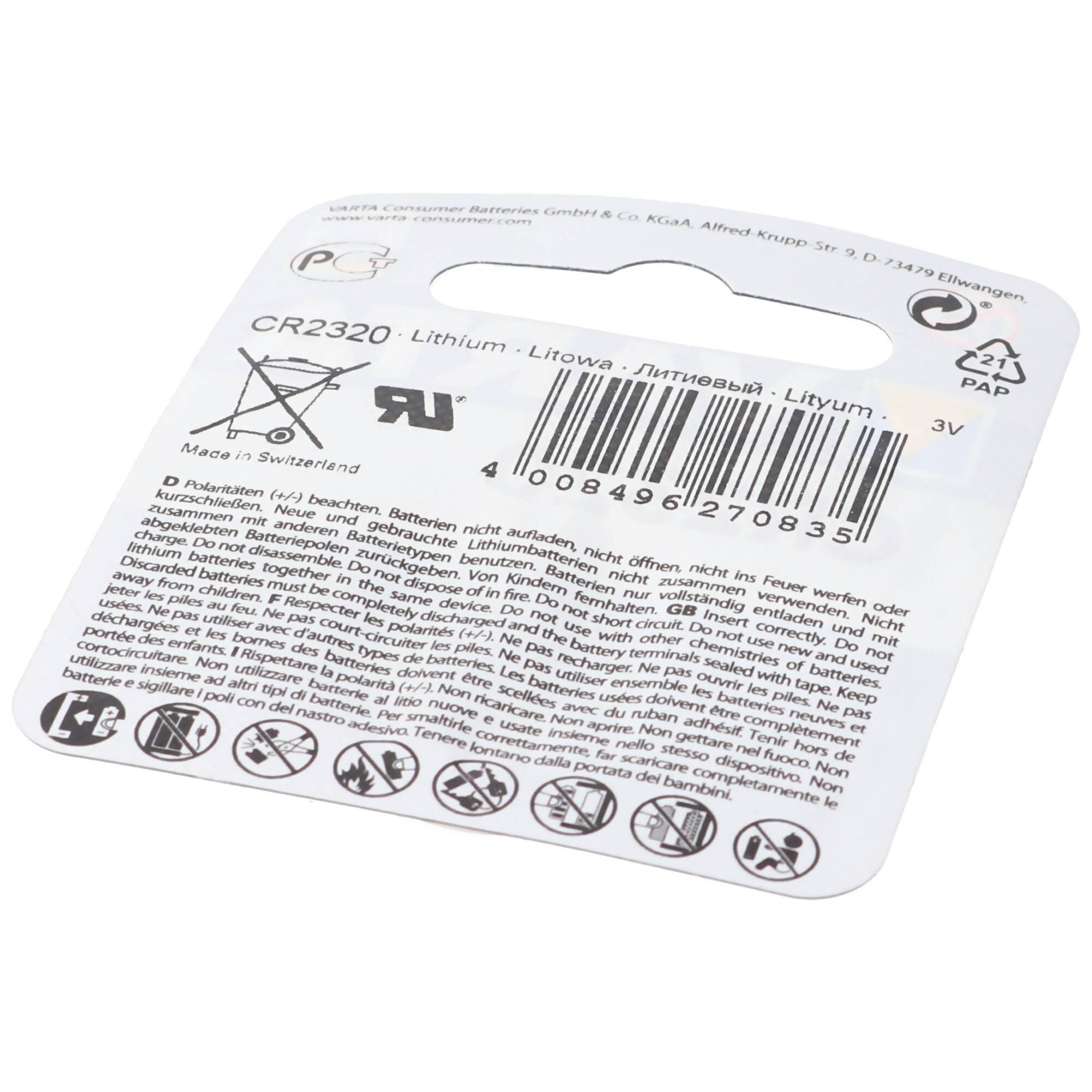 Varta CR2320 Lithium Batterie