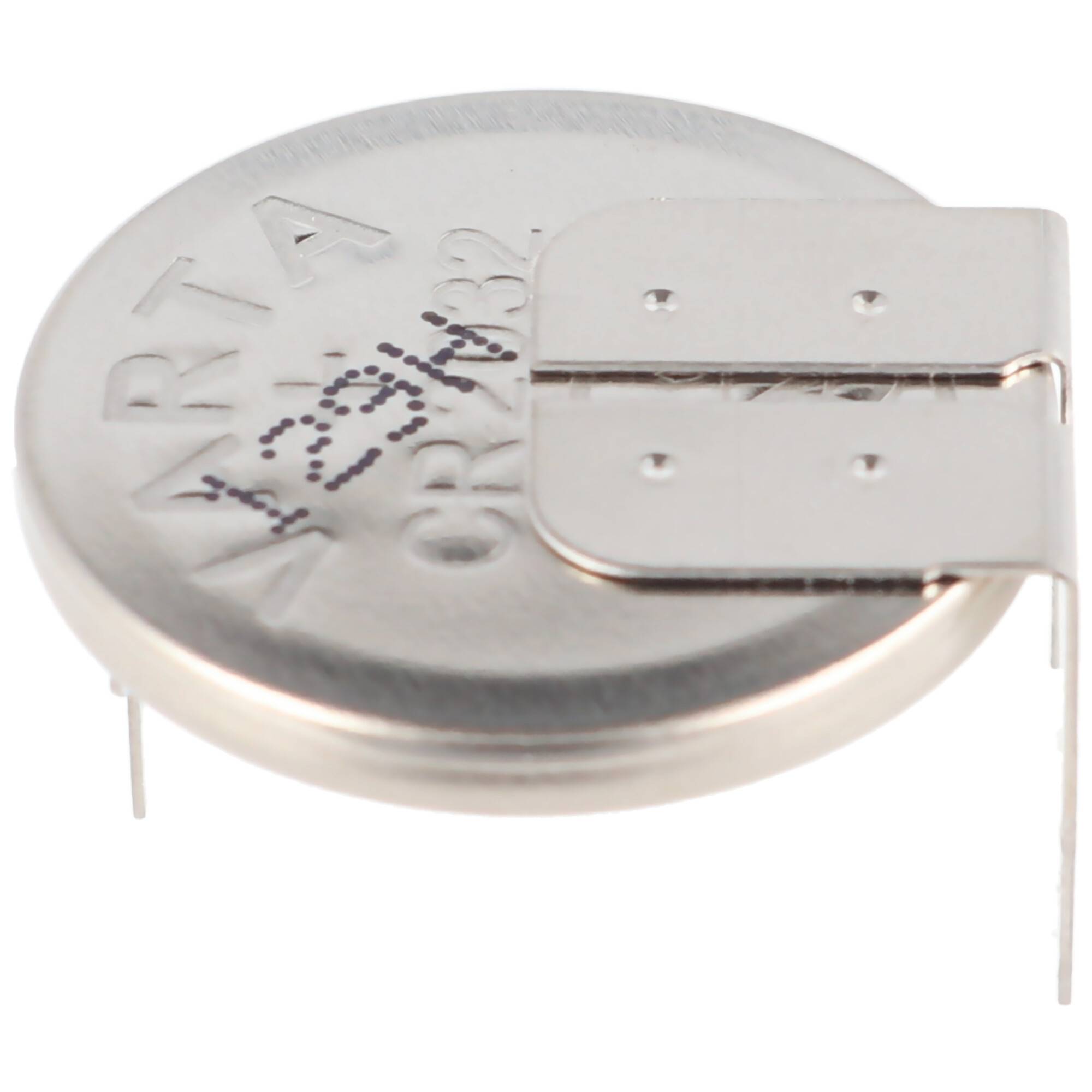 CR2032-1GU Lithium Knopfzelle liegend Printausführung 3er Print, mit ca. 10mm Printabstand am Pluspol 2er Print