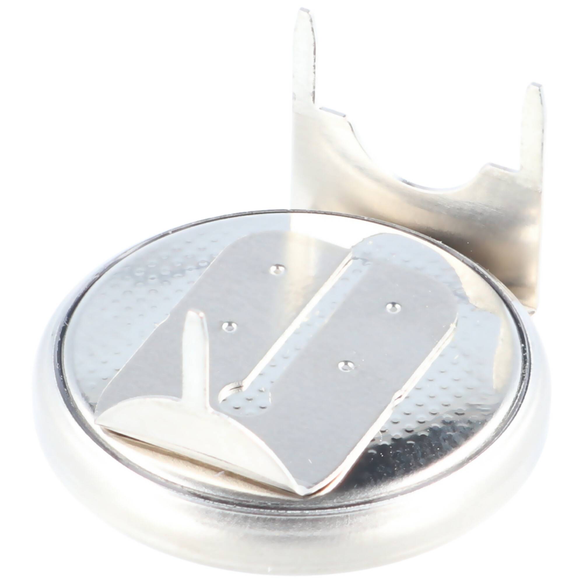 CR2032-1GU Lithium Knopfzelle liegend Printausführung 3er Print, mit ca. 10mm Printabstand am Pluspol 2er Print