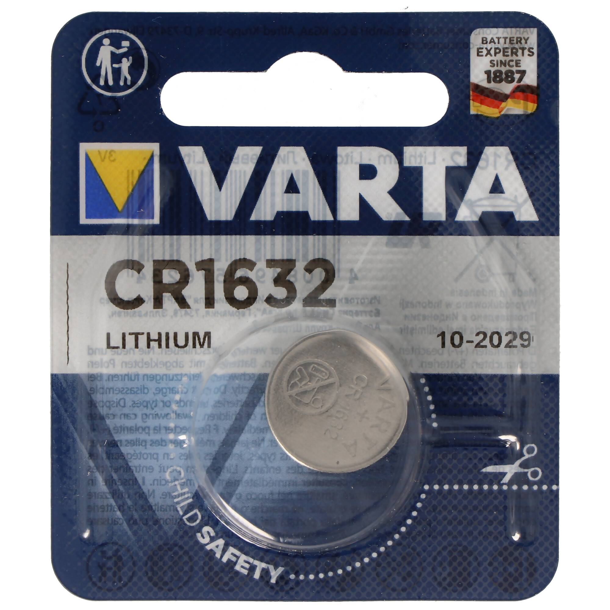 Varta CR1632 Lithium Batterie 3 Volt 140mAh