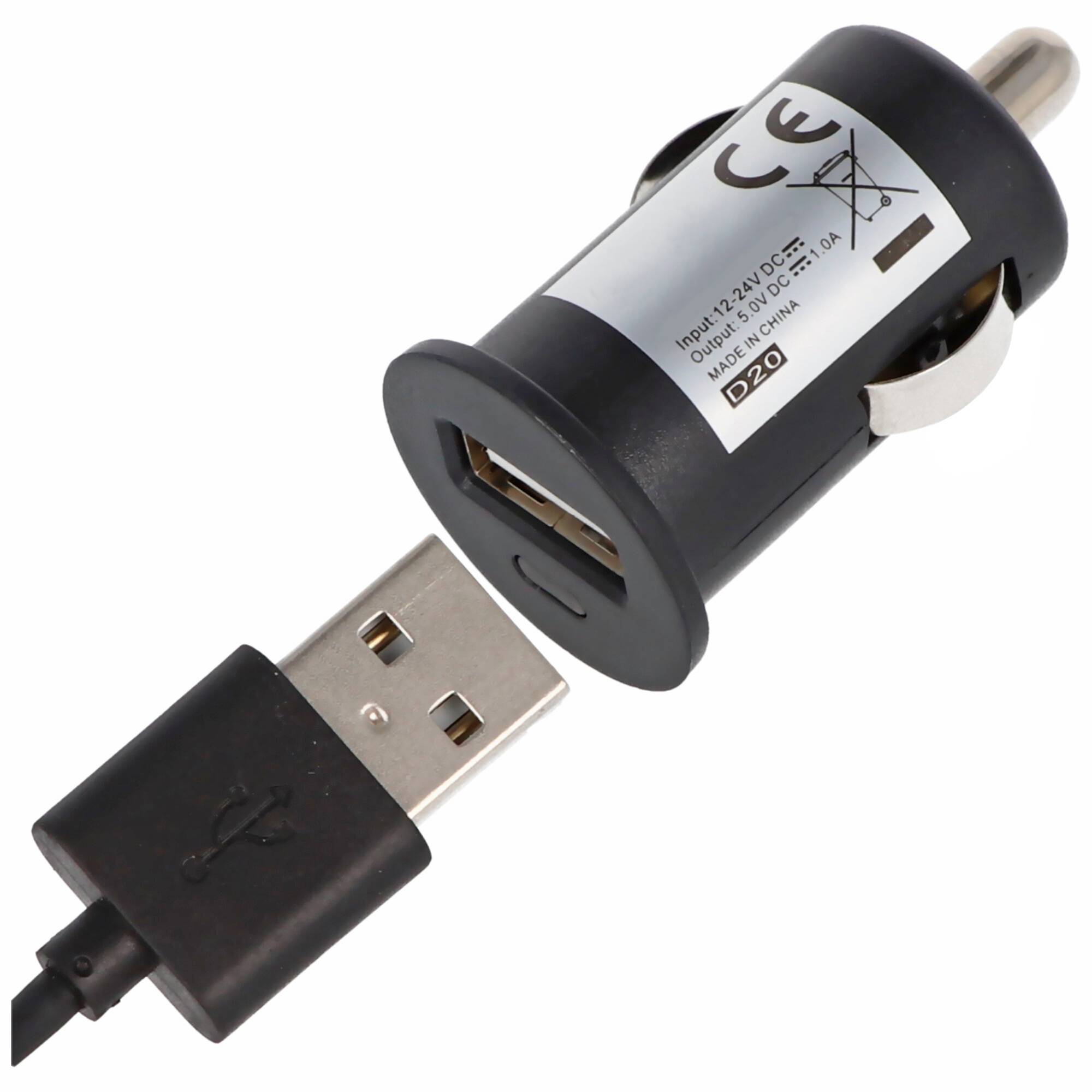12 Volt USB Auto-Adapter extra kompakt mit USB-Ladebuchse