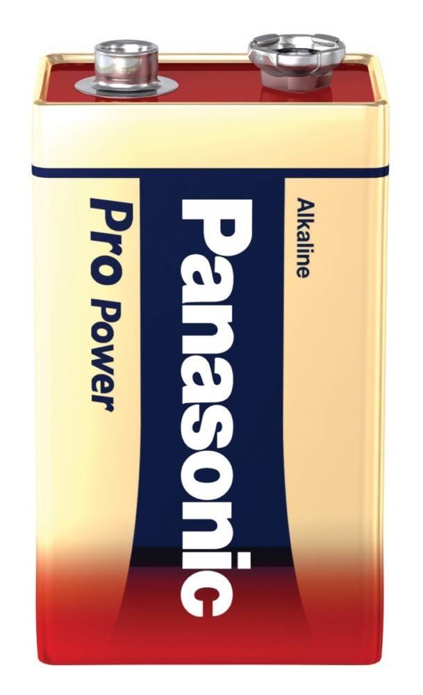 Eine Batteriepackung von 'Panasonic Pro Power Alkaline', die Marke und Typ anzeigt.