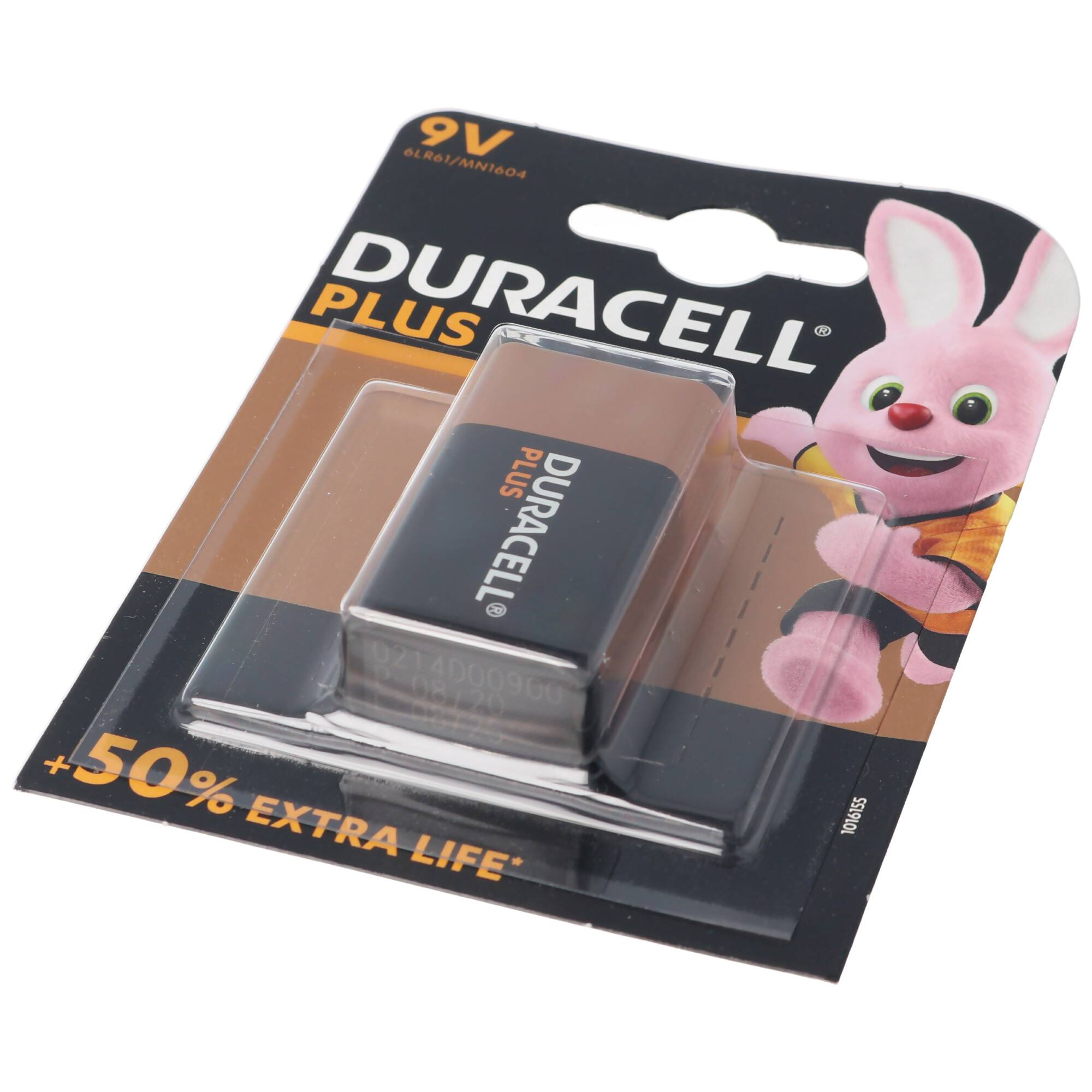 DURACELL Plus 9 Volt/6LR61 1er Pack 9V Alkaline Batterie E-Block
