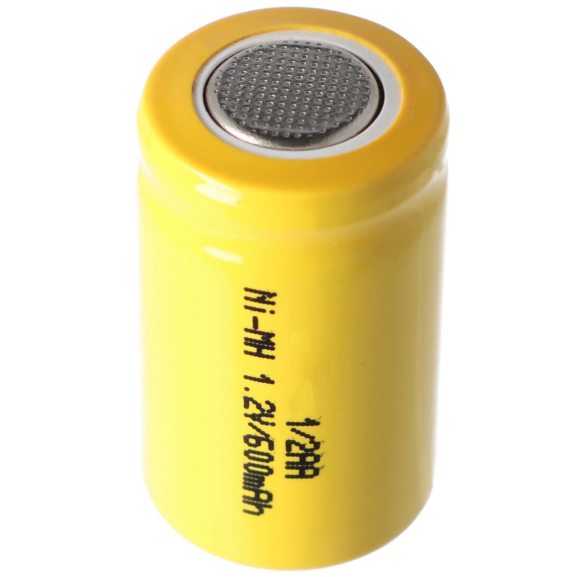 1/2AA Akku mit 1,2 Volt Spannung und 600mAh Kapazität, 25,5 x 14,5 mm