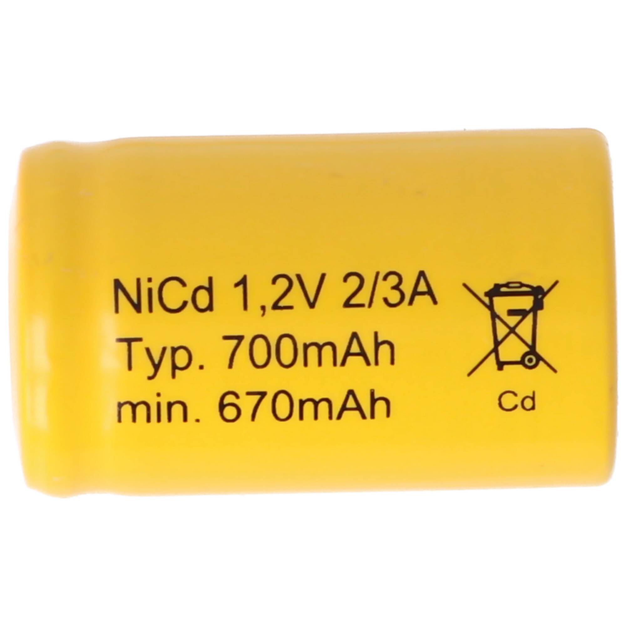 KR-600AE 1.2V, 700mAh NiCd Akku 2/3A 28x17mm, bauähnlich Sanyo