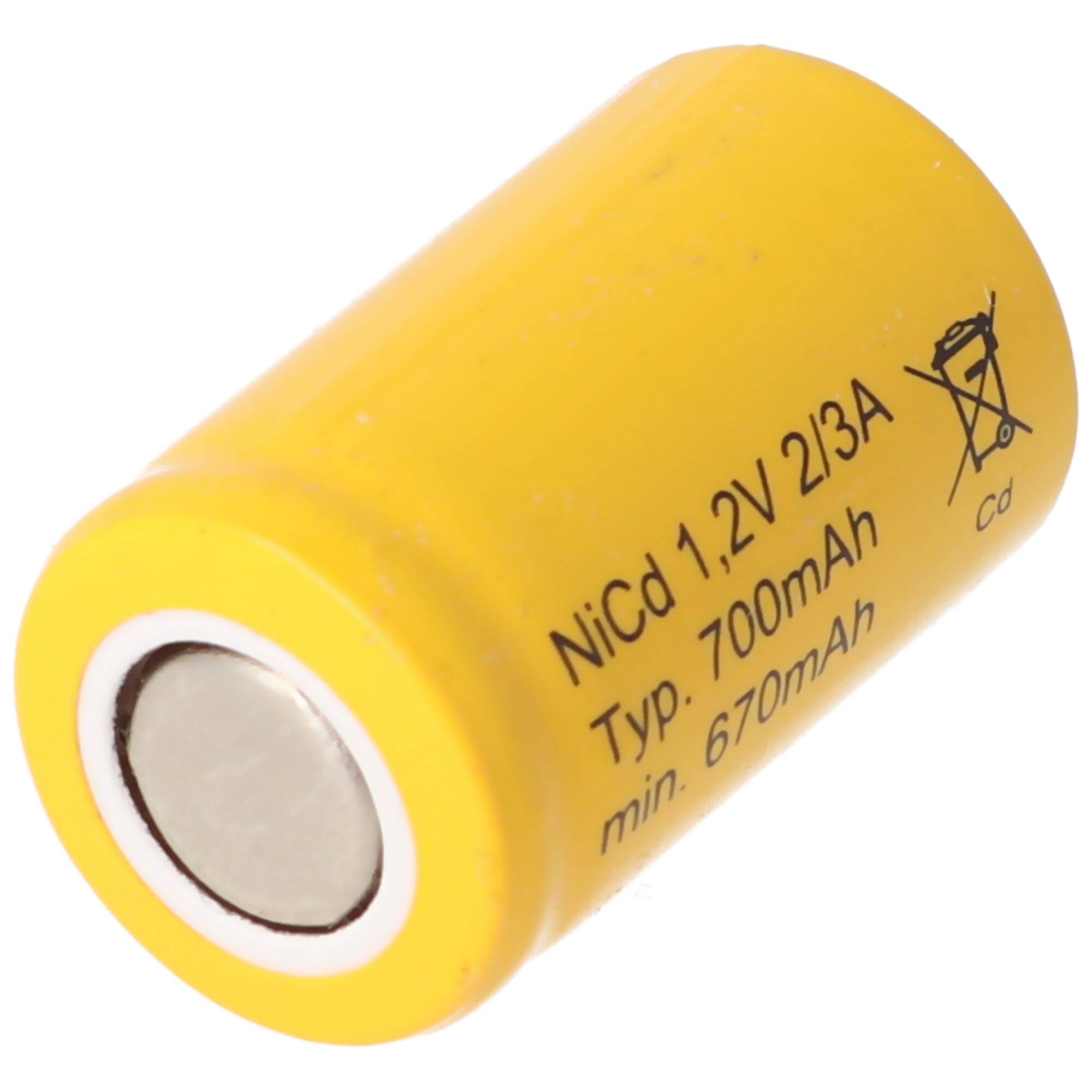 KR-600AE 1.2V, 700mAh NiCd Akku 2/3A 28x17mm, bauähnlich Sanyo