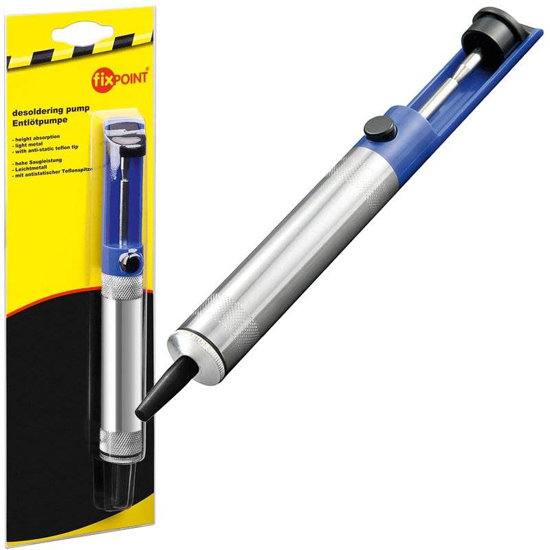 Entlötpumpe aus Leichtmetall, hochwertige Version, hohe Saugleistung mit antistatischer Teflonspitze