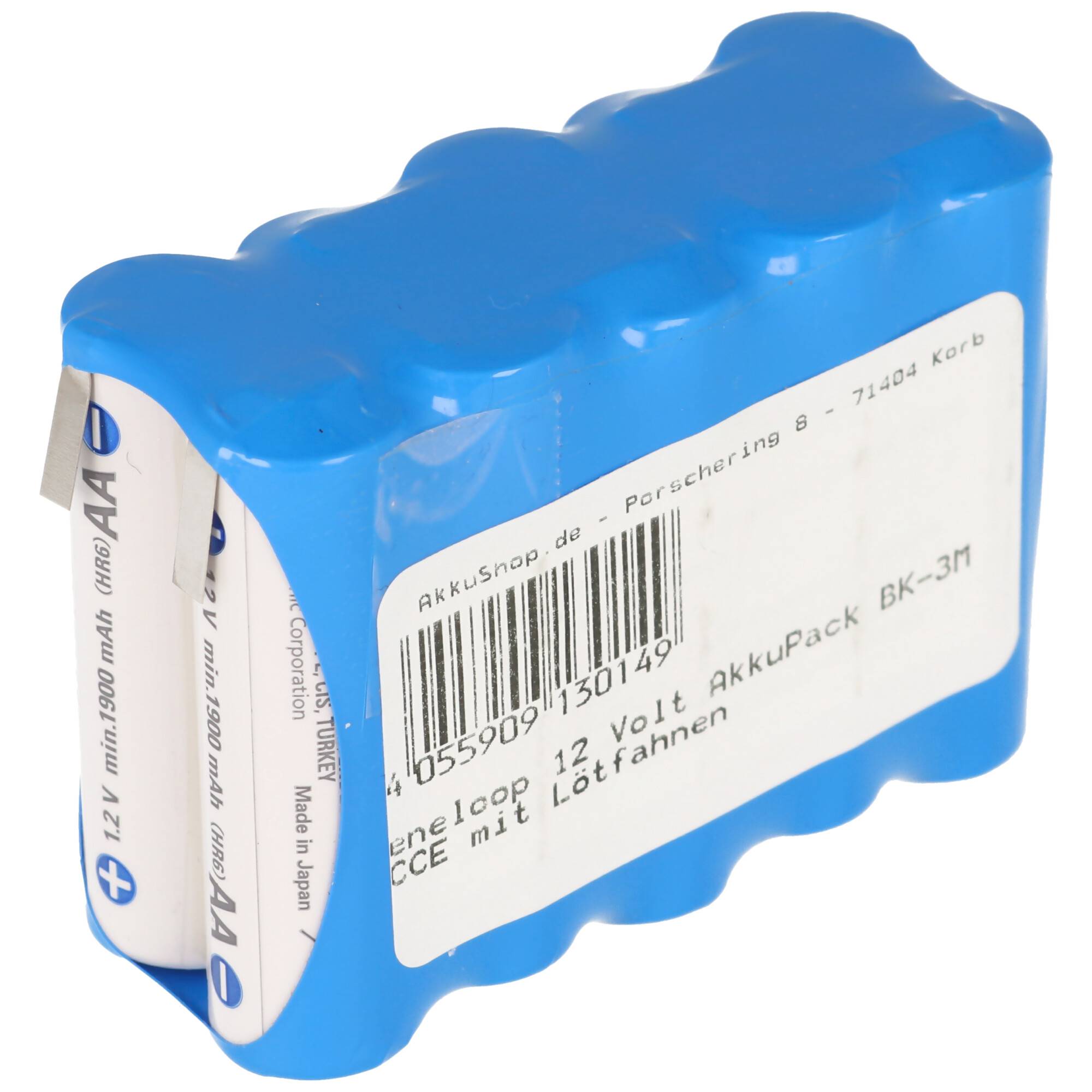 Panasonic eneloop Standard 12 Volt AkkuPack BK-3MCCE mit Lötfahnen, 12V 2Ah