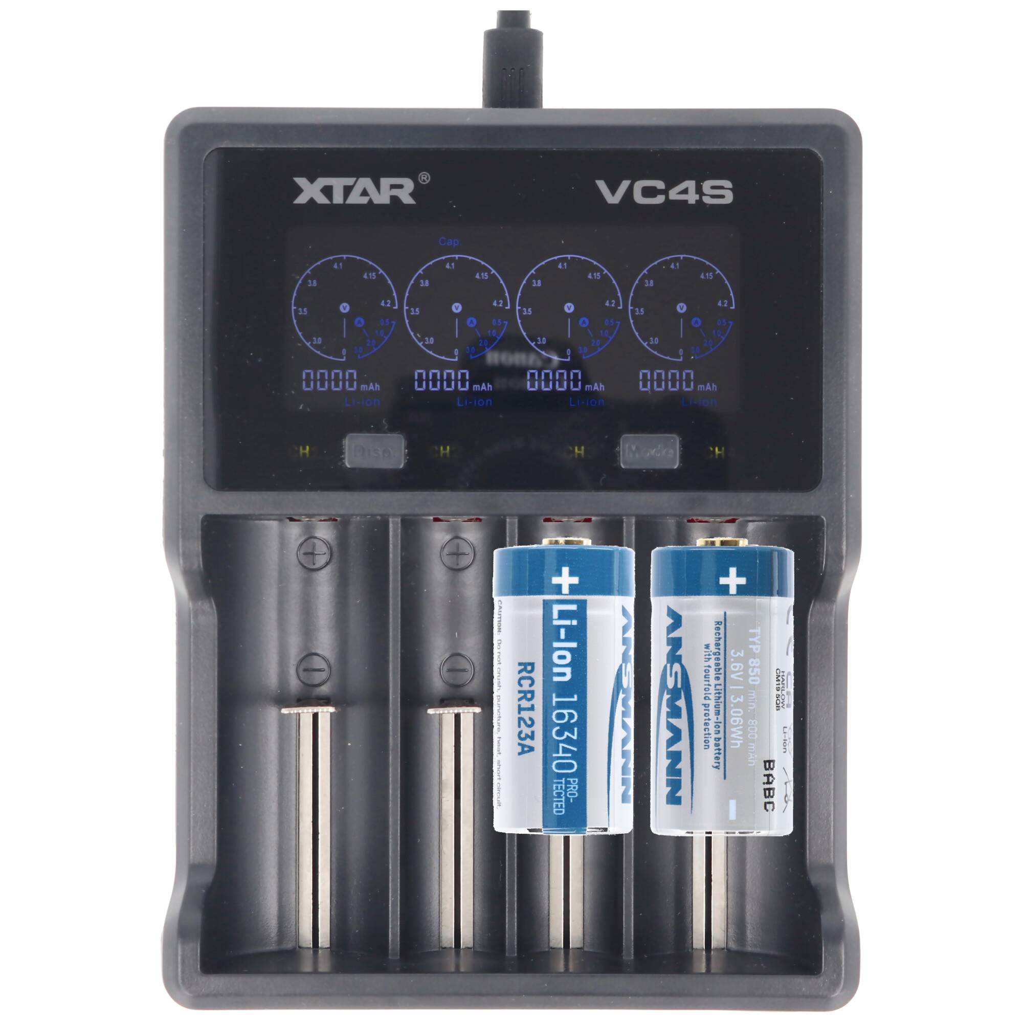 CR123 A Li-Ion Akku mit 3,7 Volt, 760mAh 2 Stück und Schnell-Ladegerät