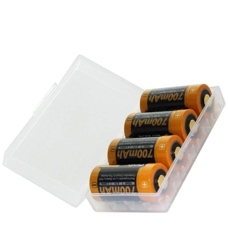 8 Stück CR123 A Li-Ion Akku mit 3,7 Volt, 700mAh Kapazität inkl. Akkubox ideal für Überwachungskamera Arlo, LED-Taschenl