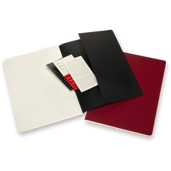 Studien-Notizheft Cahier A4 liniert 80 Blatt Kartoneinband VE=2 Stück schwarz/cranberryrot