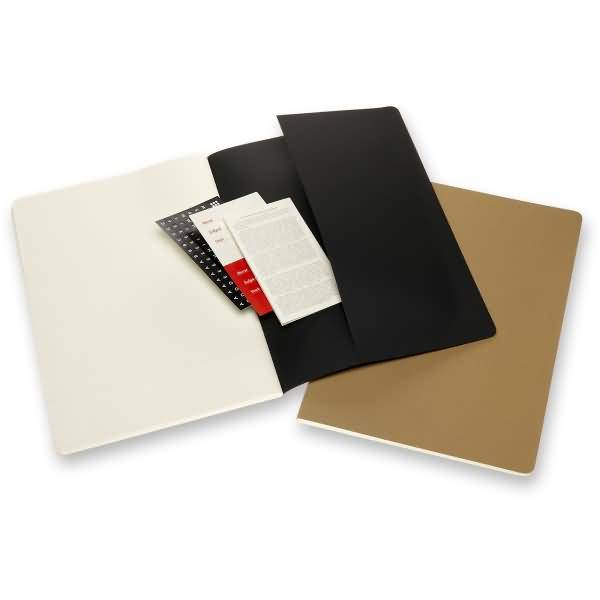 Studien-Notizheft Cahier A4 liniert 80 Blatt Kartoneinband VE=2 Stück schwarz/packpapierbraun