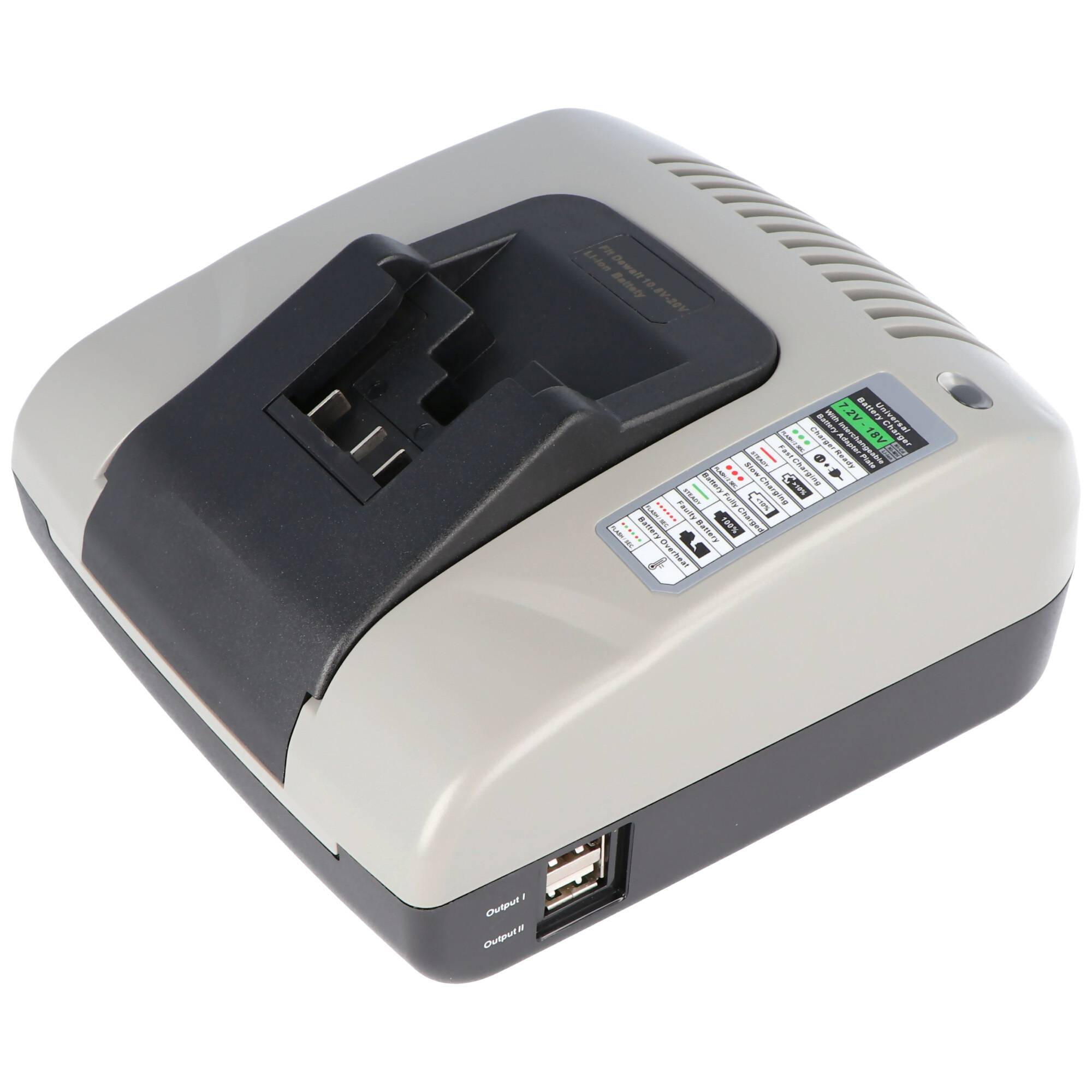 Schnell-Ladegerät passend für den Dewalt Akku Li-Ion 7,2 Volt bis 18 Volt