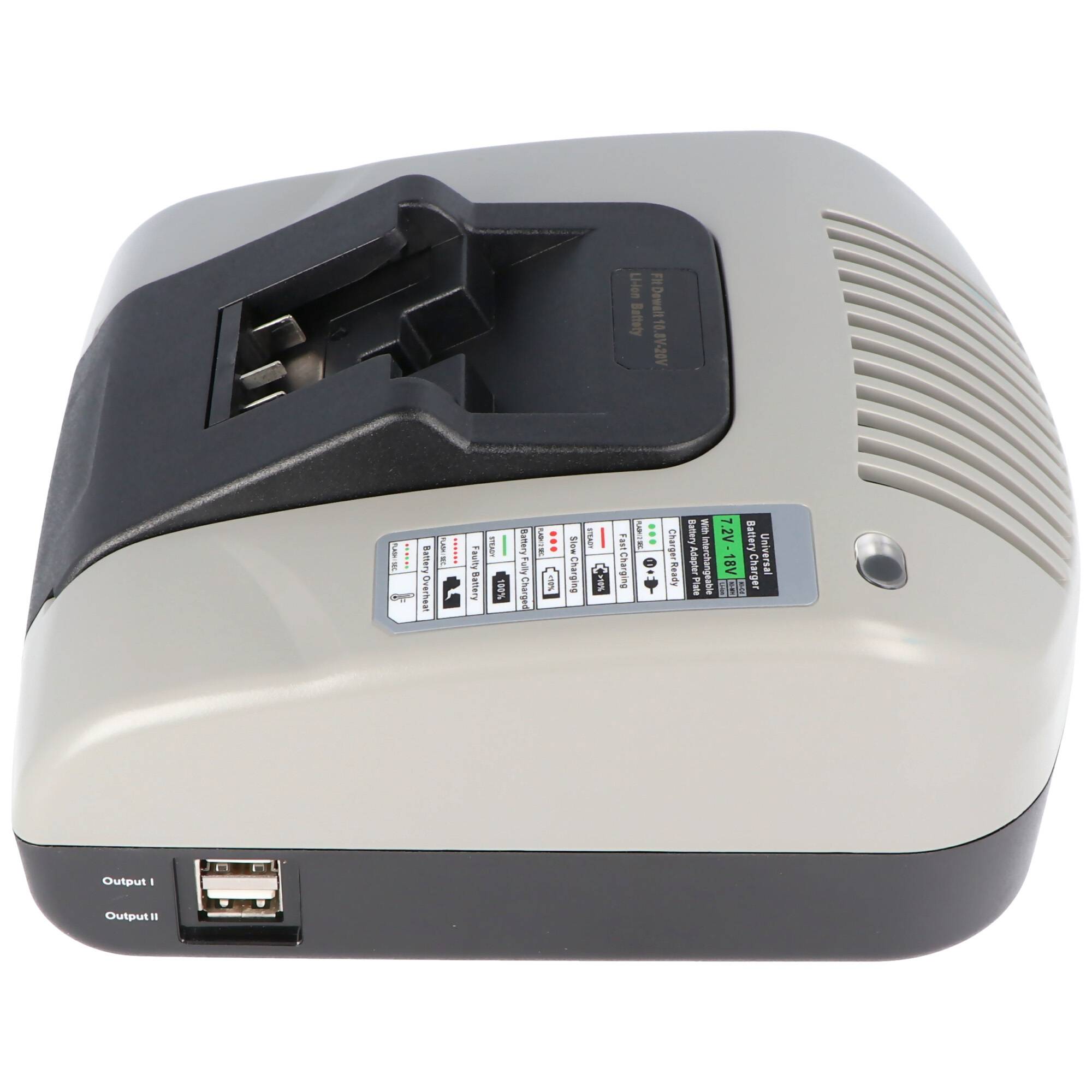 Schnell-Ladegerät passend für den Dewalt Akku Li-Ion 7,2 Volt bis 18 Volt