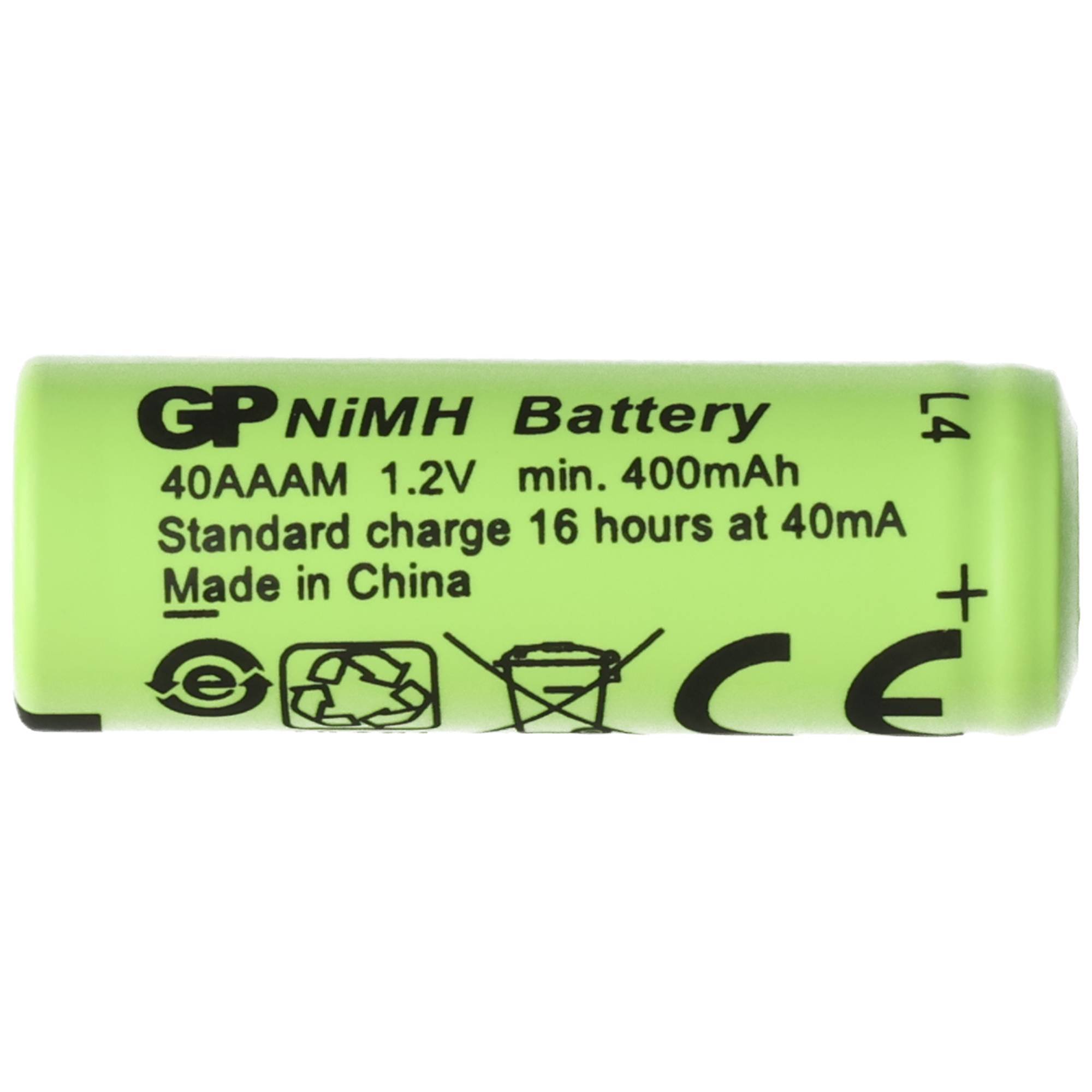 Green GP NiMH wiederaufladbarer Akku mit Aufschrift „40AAAM 1,2V min. 400mAh