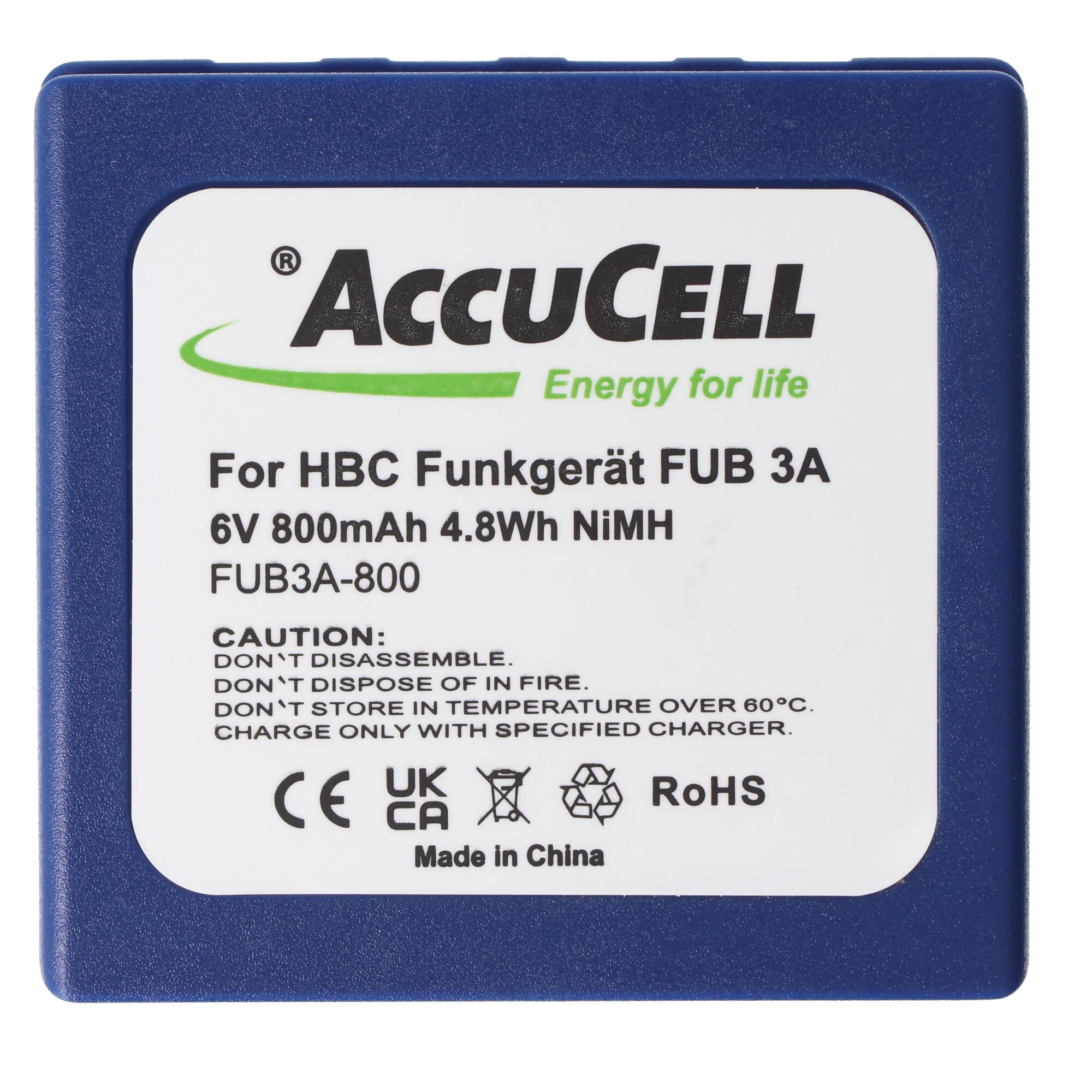 800mAh Akku passend für HBC Funkgerät FUB 3A Akku BA203060, BA222060, 6 Volt 730mAh