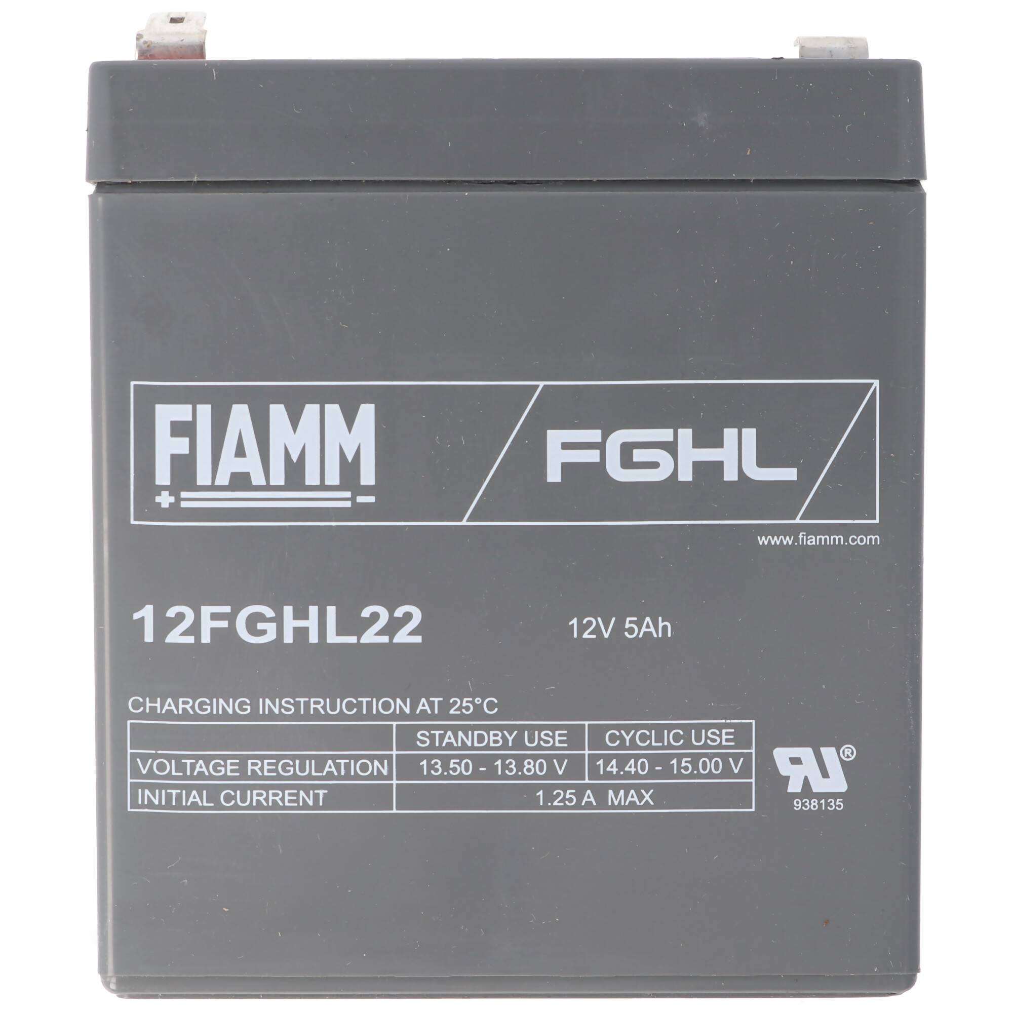 Fiamm 12FGHL22 Blei Akku 12 Volt 5Ah, Faston 6,3mm Steckkontakt
