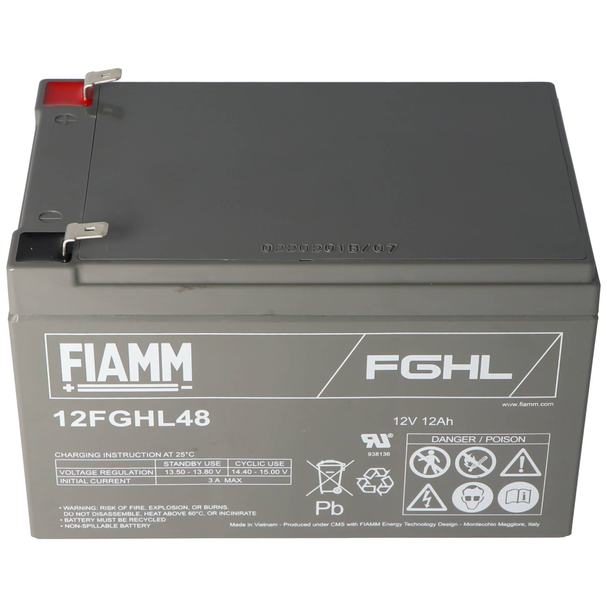 Fiamm 12FGHL48 Blei PB Akku 12 Volt 12000mAh mit Faston 6,3mm Kontakten