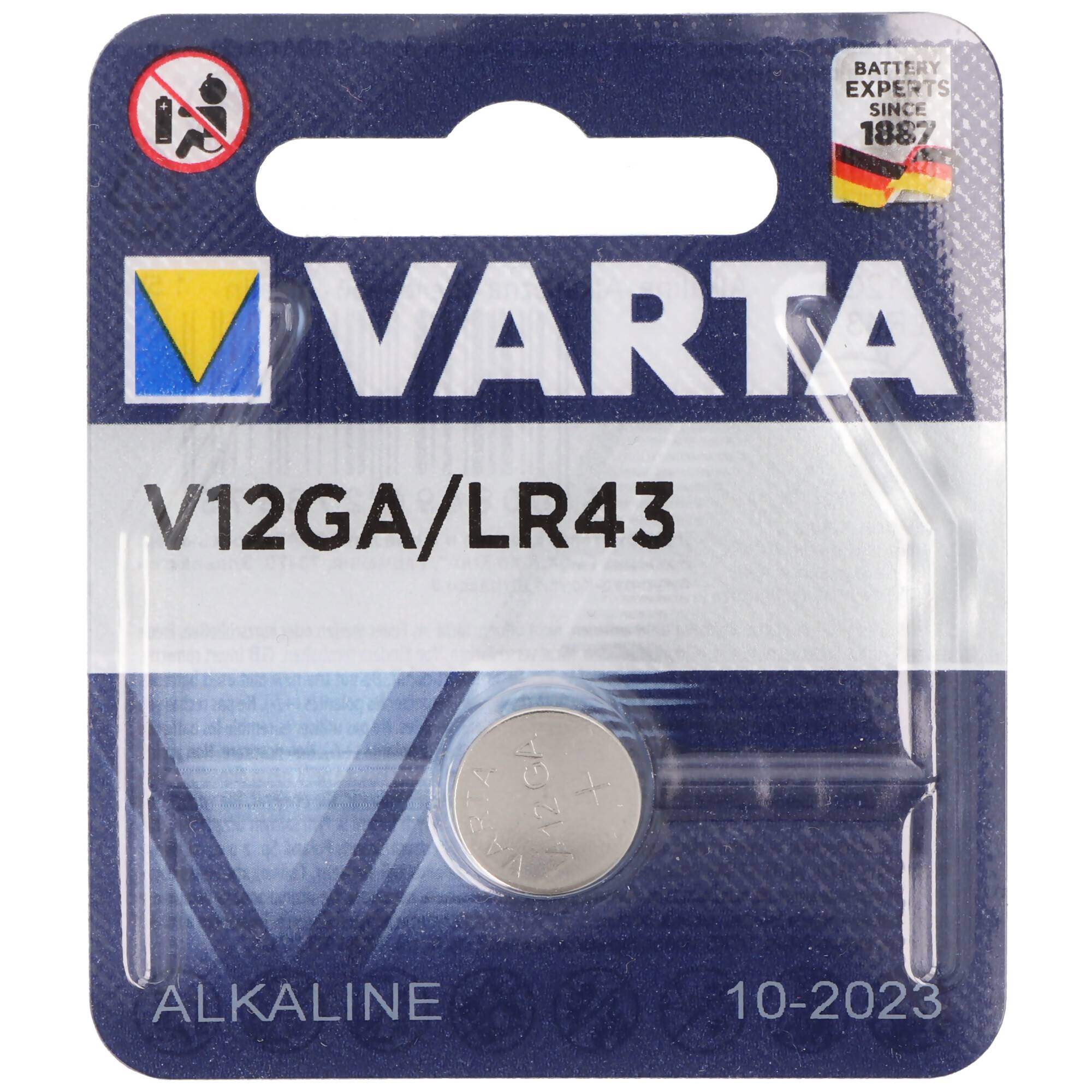 Varta V12GA, LR43, 186, 84, LR1142 Knopfzelle