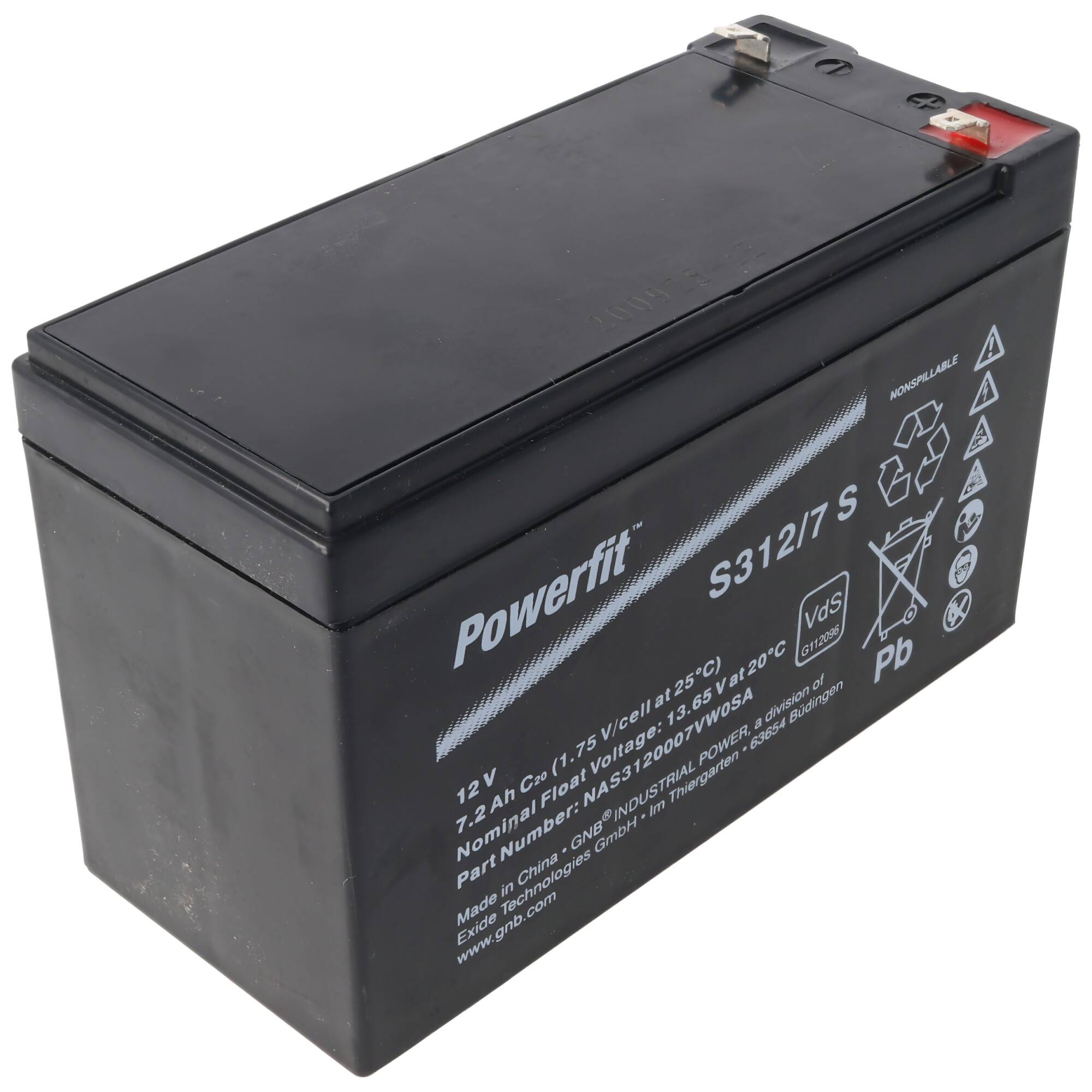 Exide Powerfit S312/7 S Blei Akku, Anschluss 4,8, VDS Zulassung