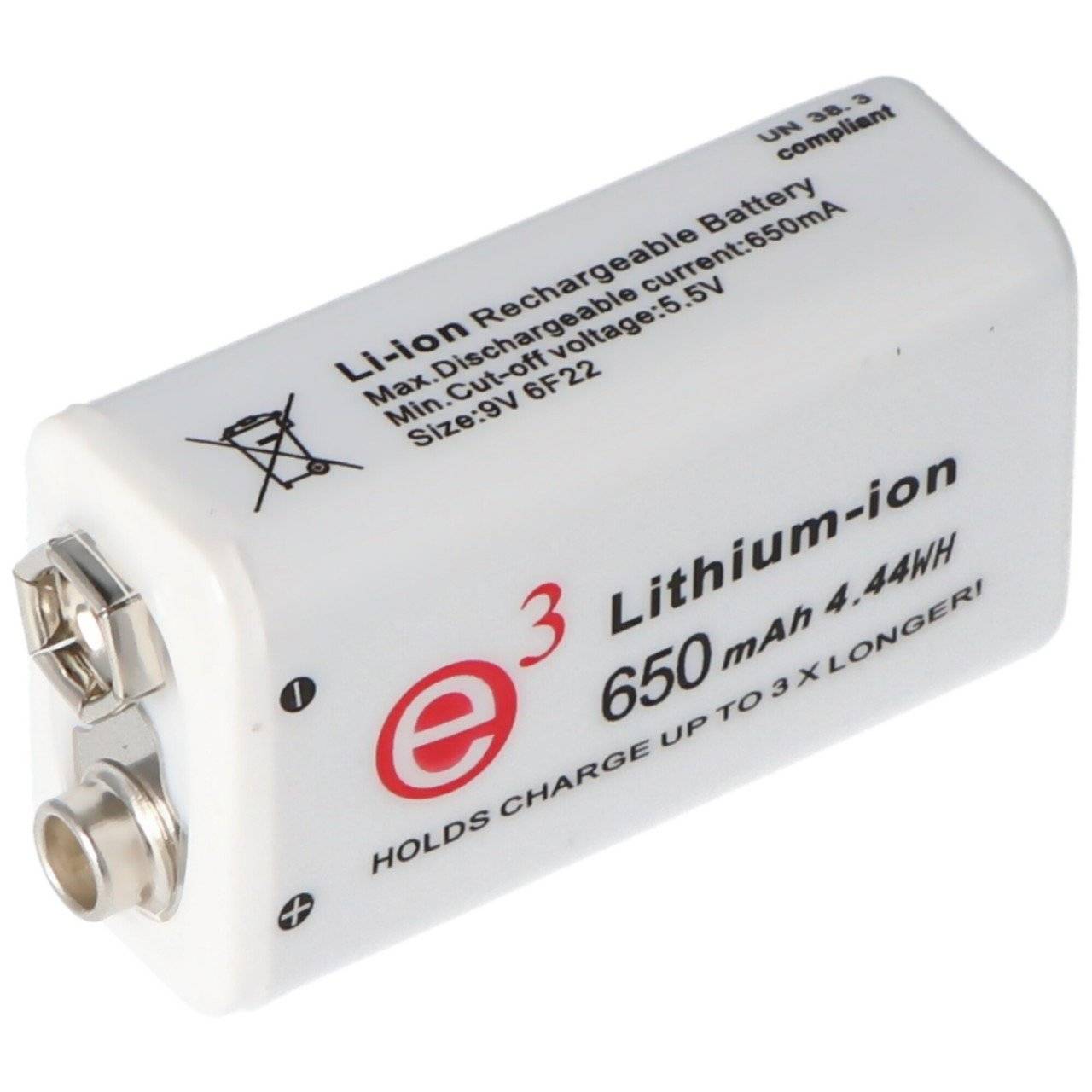 7.4V 680mAh 8,4 Volt Akku 9V-Block, 6LR61, 6F22, 680mAh Li-Polymer Akku ReadyToUse