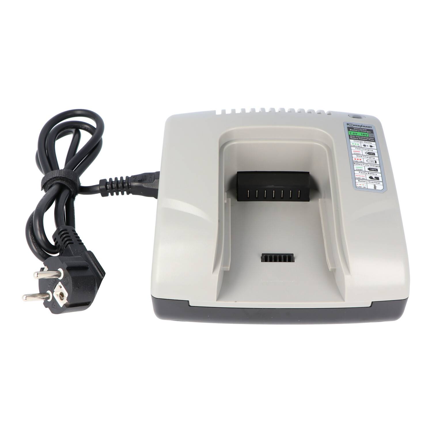 AccuCell Basisladegerät für austauschbare Ladeadapter für diverse Werkzeug-Akkus passend für 7,2-18V Li-Ionen, NiMH und