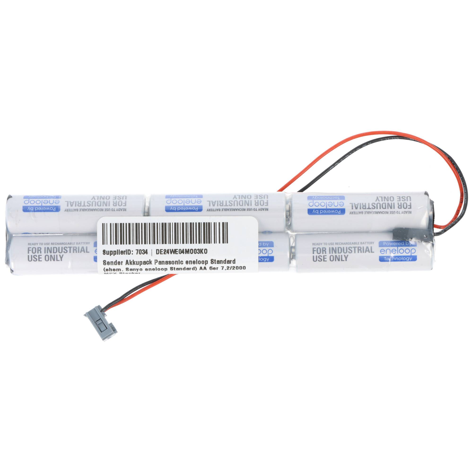 Sender Akkupack Panasonic eneloop Standard (ehem. Sanyo eneloop Standard) AA 6er 7,2/2000 MPX Stecker