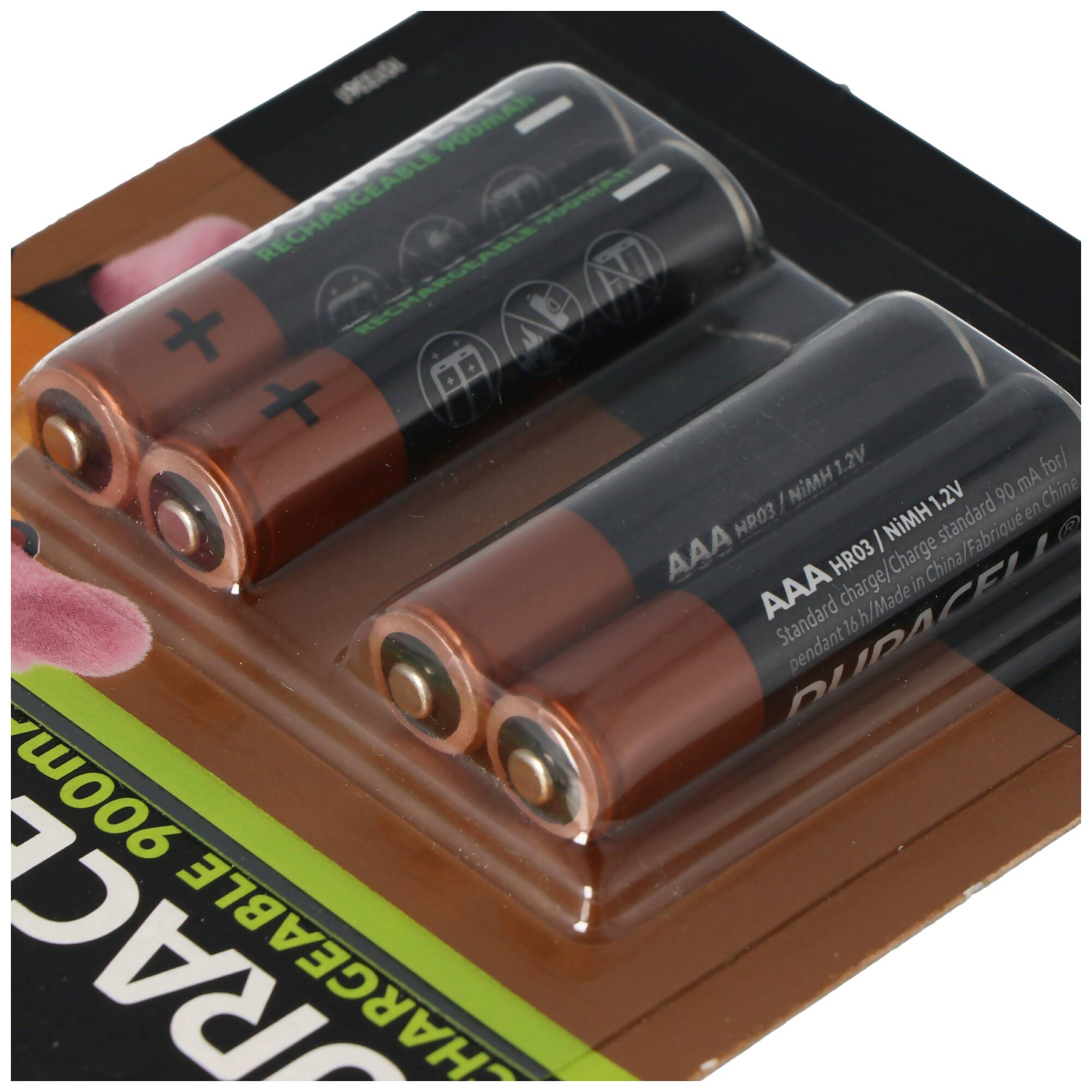 Duracell Recharge Ultra AAA Akku NiMH Micro mit bis zu 850mAh bis 900mAh Kapazität, 4er