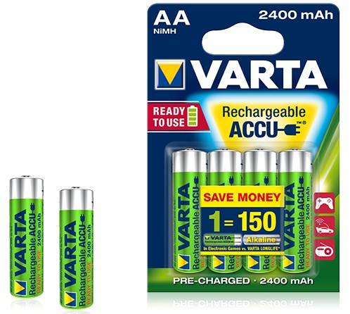 Varta -56756B, Wiederaufladbarer Akku, AA, Nickel-Metallhydrid (NiMH), 1,2 V, 4 Stück(e), 2400 mAh