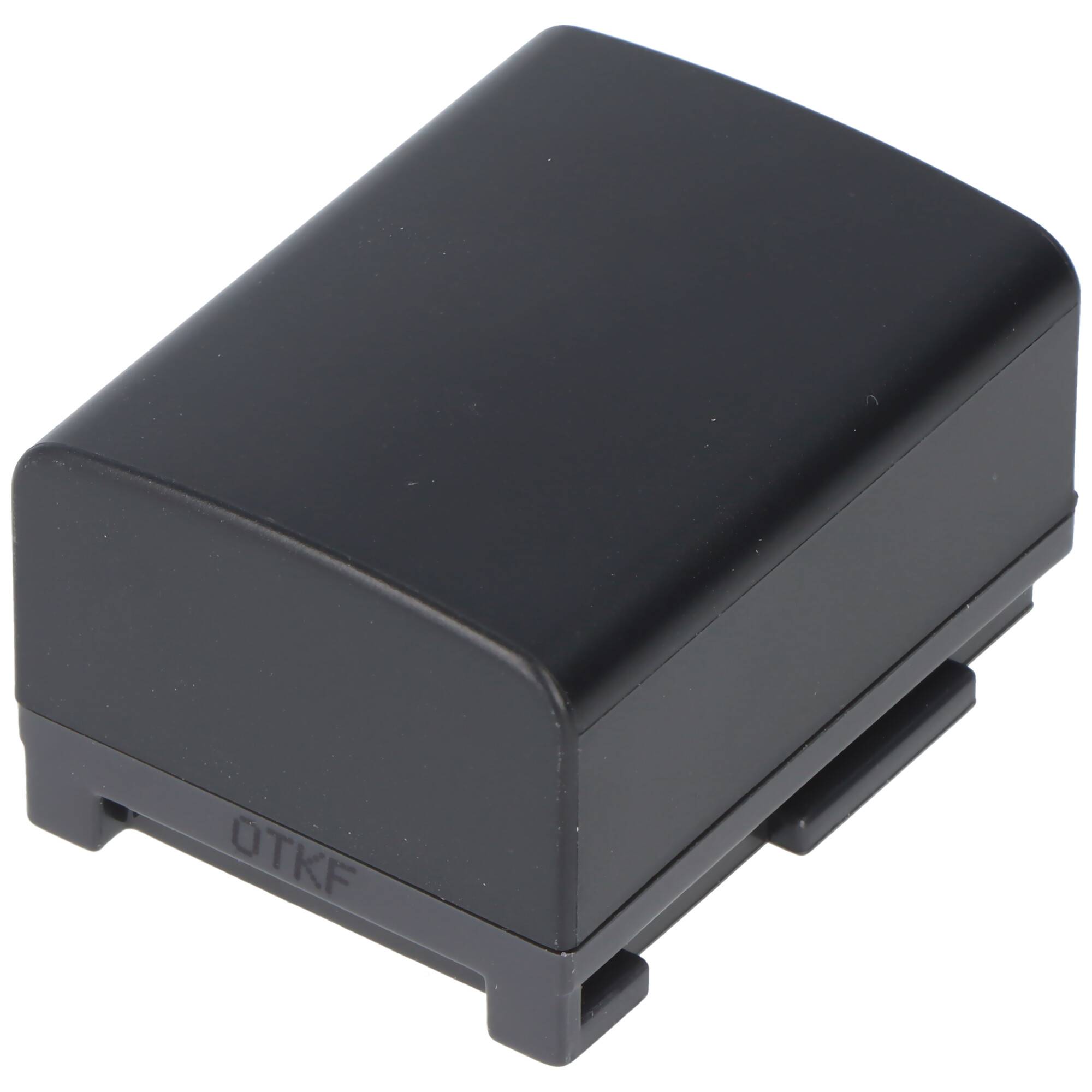 Schwarze rechteckige Batteriepacks mit abgerundeter Oberseite und aufclipbarer Basis, isoliert auf weißem Hintergrund dargestellt.