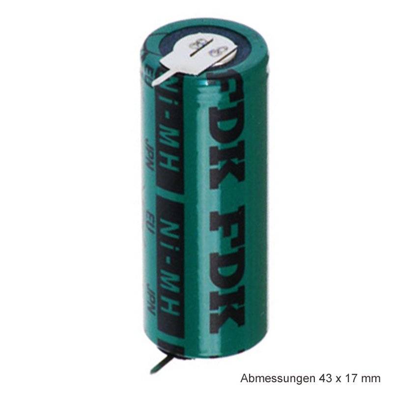 Grüne zylindrische Ni-MH-Batteriezelle mit Laschenpolen oben, gezeigt auf weißem Hintergrund.
