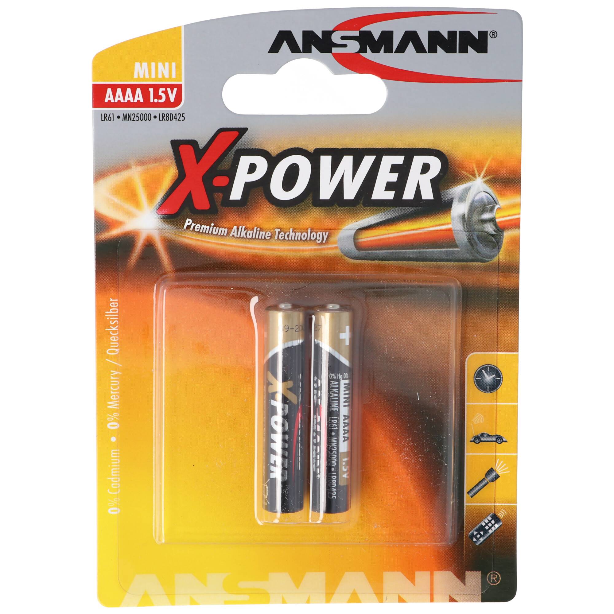 41,9 x 7,9mm AAAA Alkaline Batterie LR61 AAAA im 2er Pack