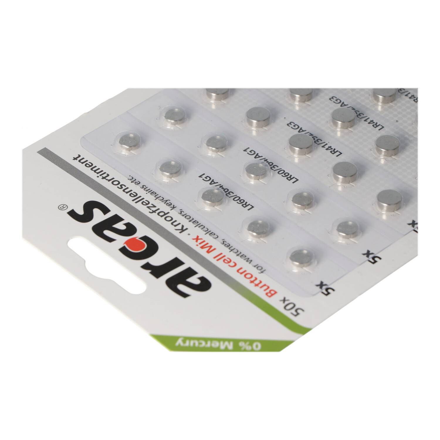 Alkaline Batterie 1,5V Set 50 Stück bestehend aus 357, 364, 377, 389, 392