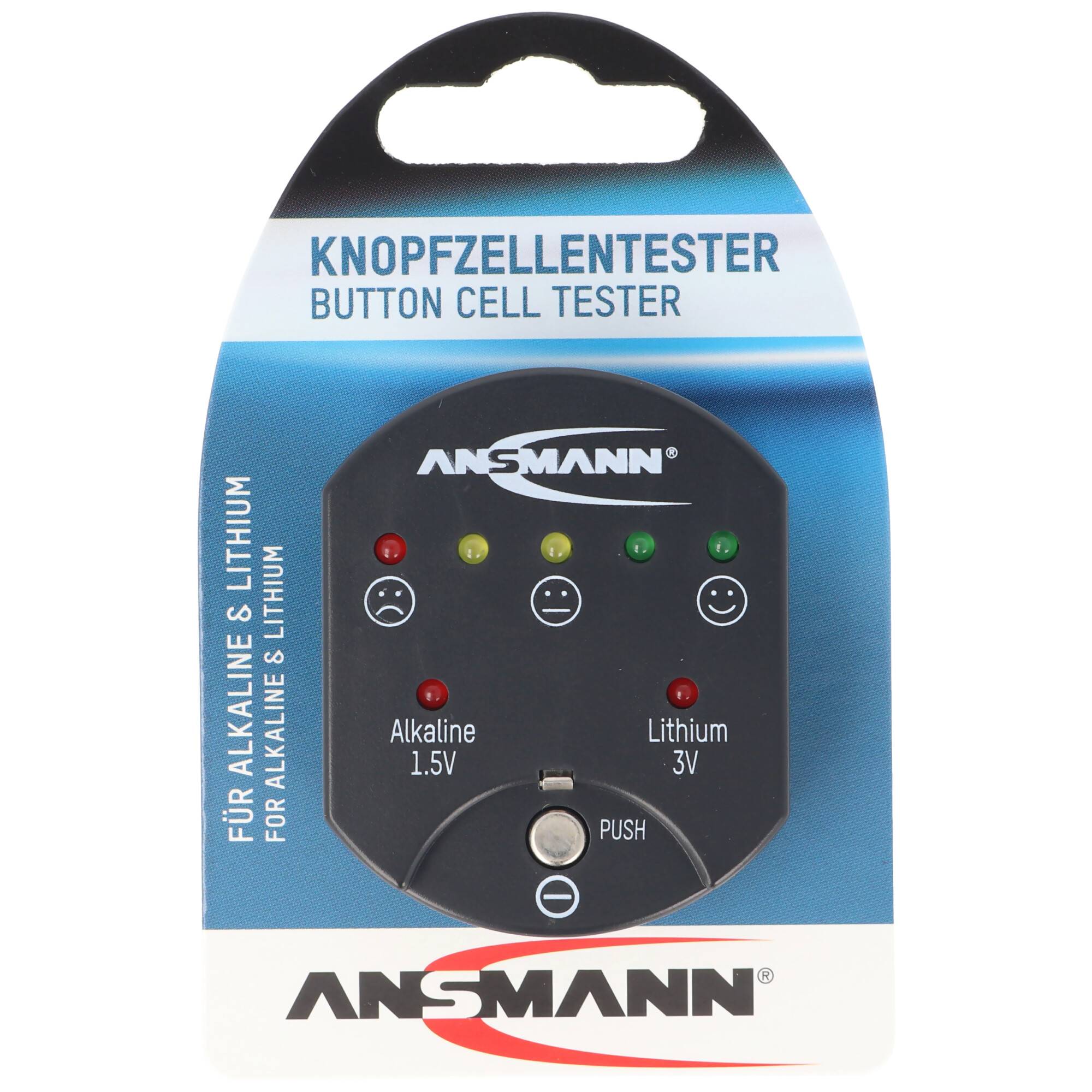 Batterietester für Alkaline und Lithium Knopfzellen, der Knopfzellentester