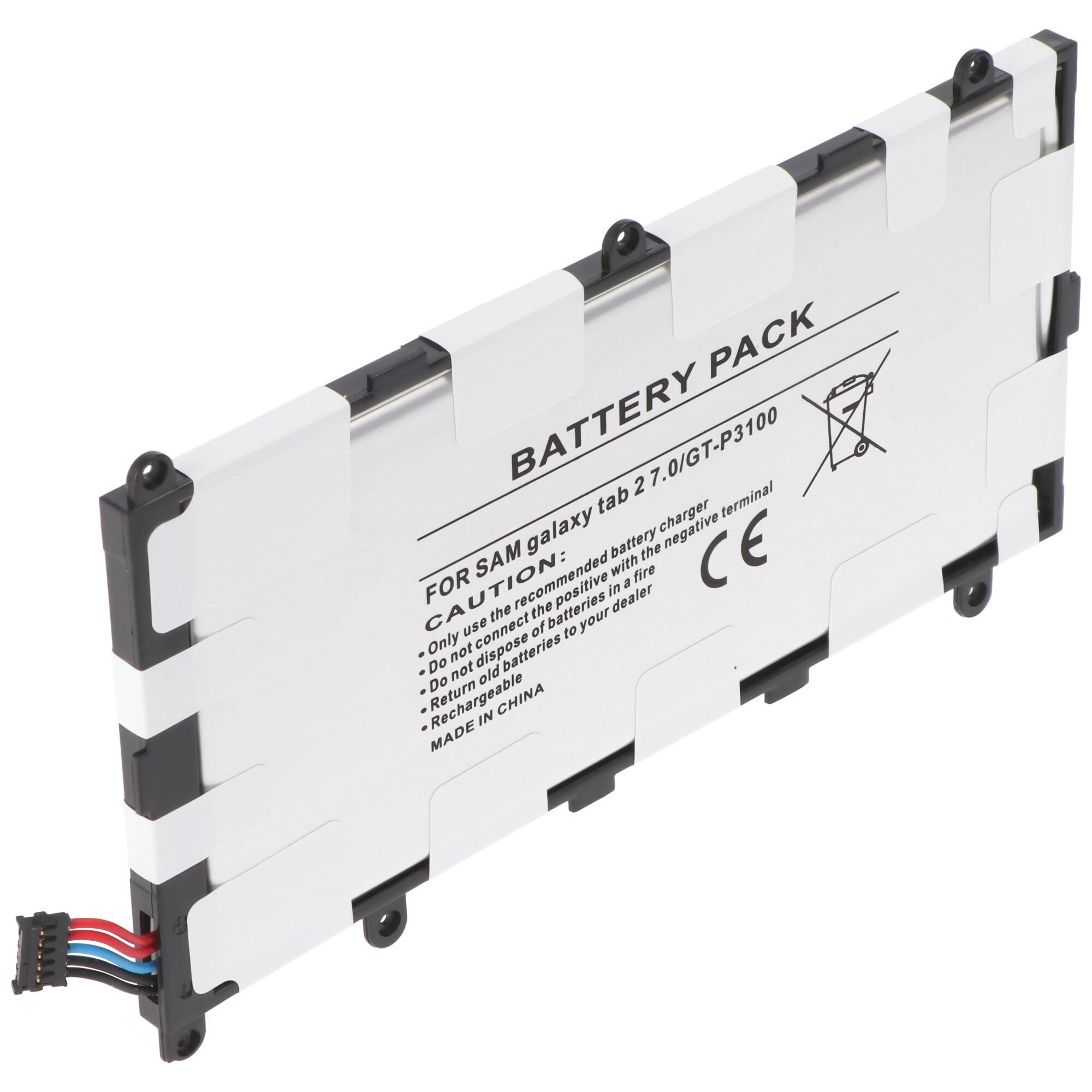 Weiße Tablet-Batterie mit Etikett 
