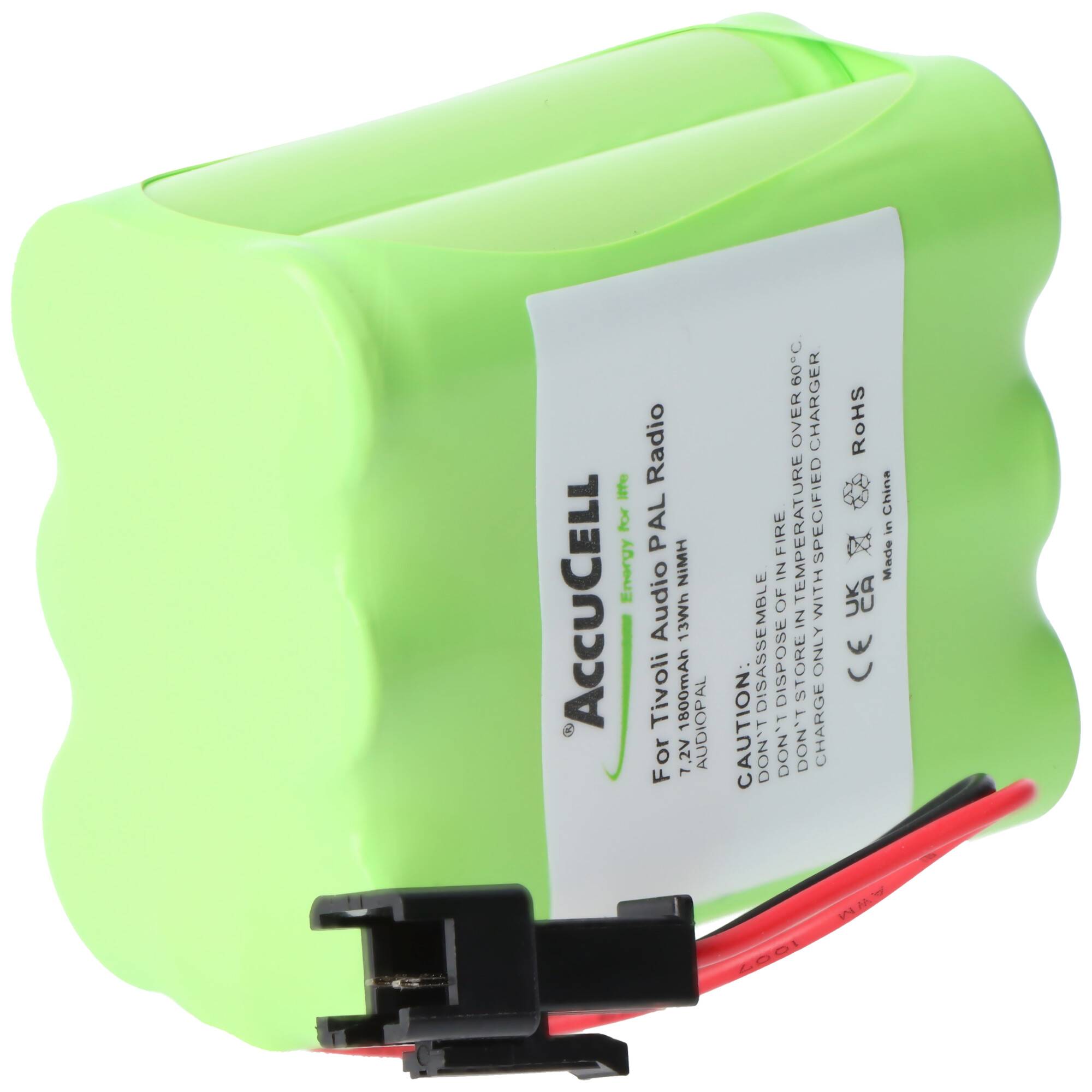 Akku passend für Tivoli Audio PAL Radio, iPAL Radio, MA-1, -2,-3 mit 1800mAh, 2-poliger Stecker