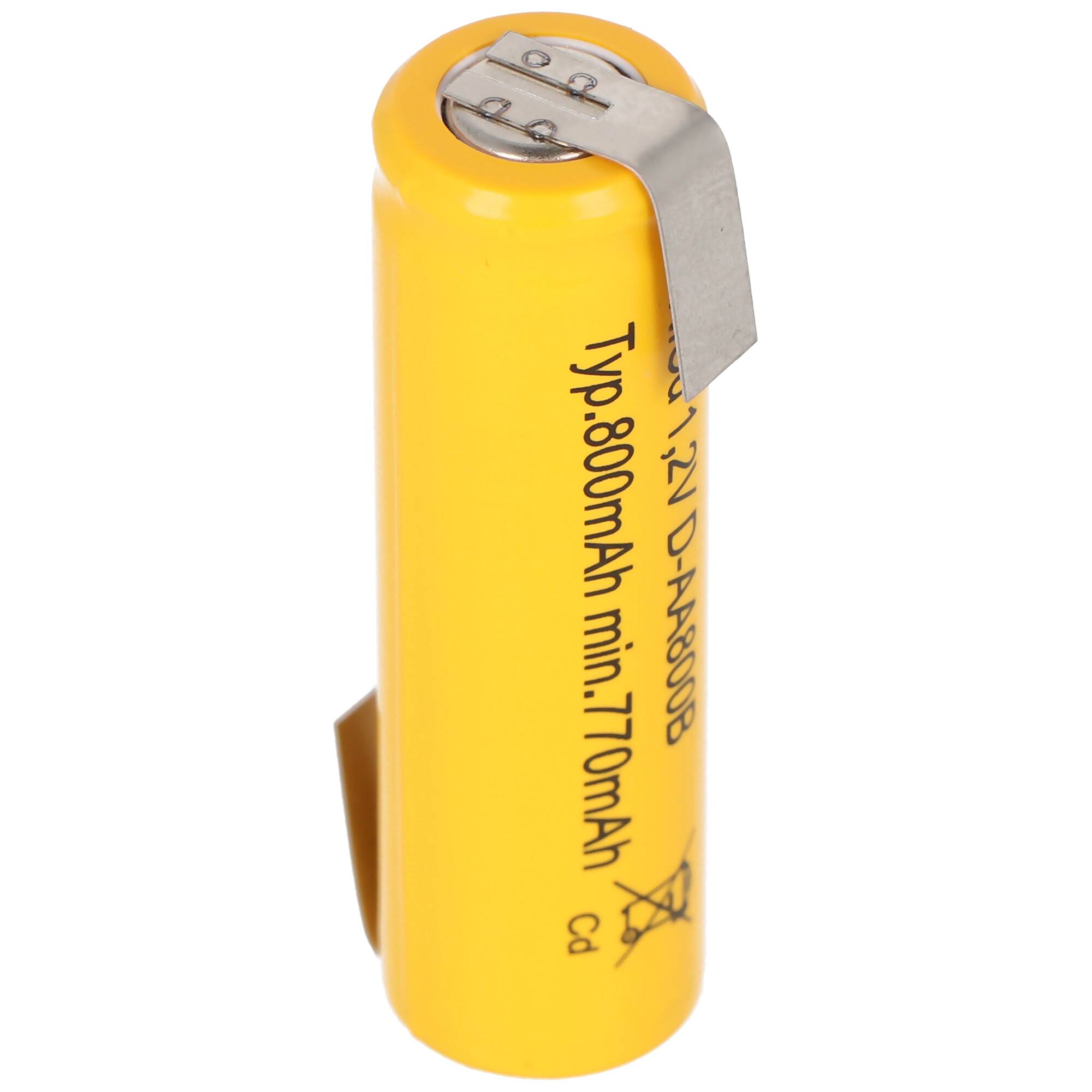 Flat Top NiCd Mignon Akku 1,2V 600mAh AA Lötfahne Z-Form, für Notstrombeleuchtung etc.