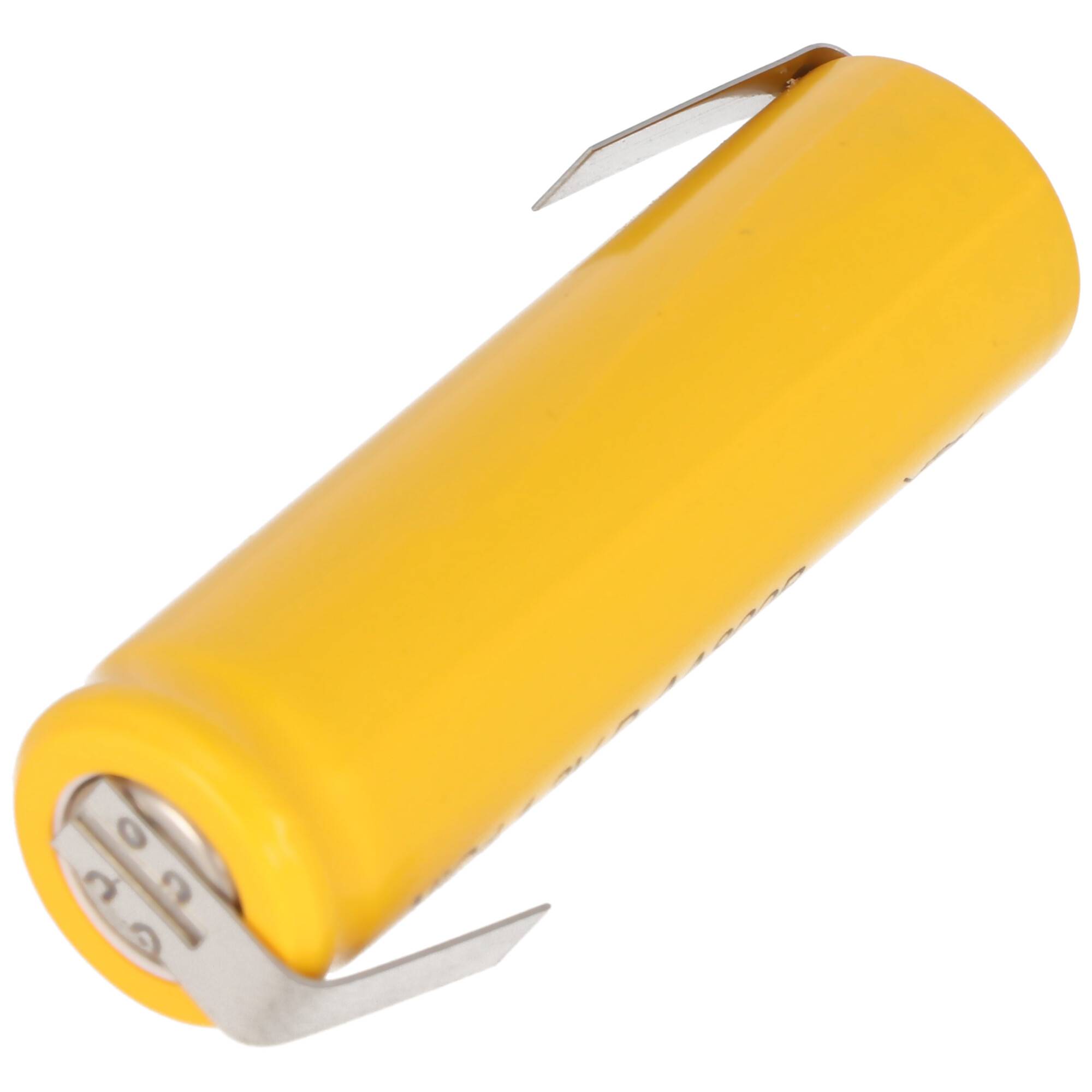 Flat Top NiCd Mignon Akku 1,2V 600mAh AA Lötfahne Z-Form, für Notstrombeleuchtung etc.