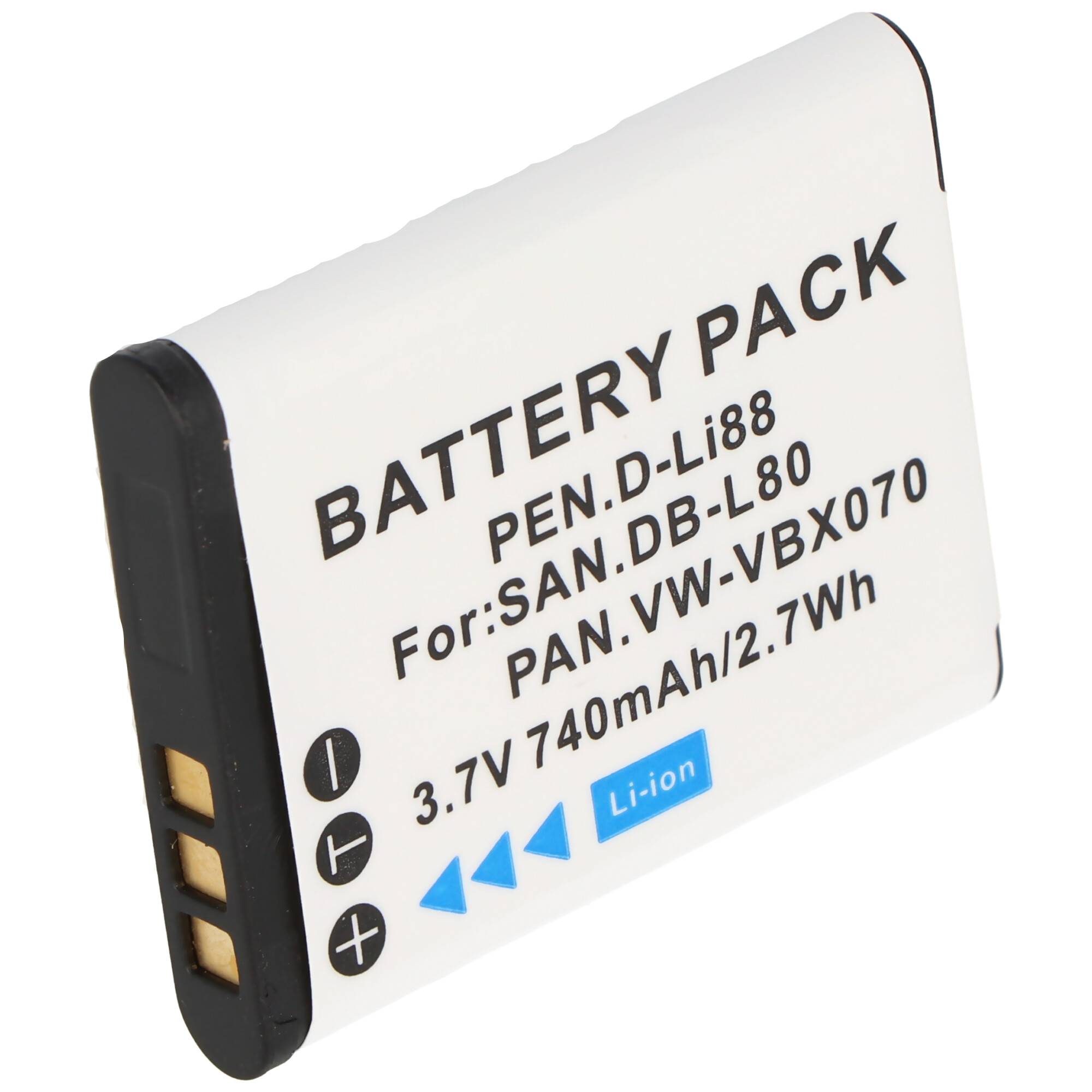 Akku passend für Sanyo DB-L80, DMX-CG10, VPC-CG10, VPC-X1200