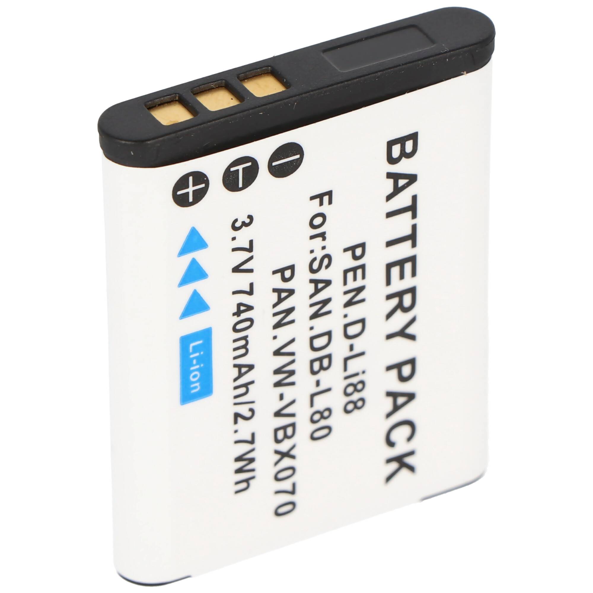 Akku passend für Sanyo DB-L80, DMX-CG10, VPC-CG10, VPC-X1200