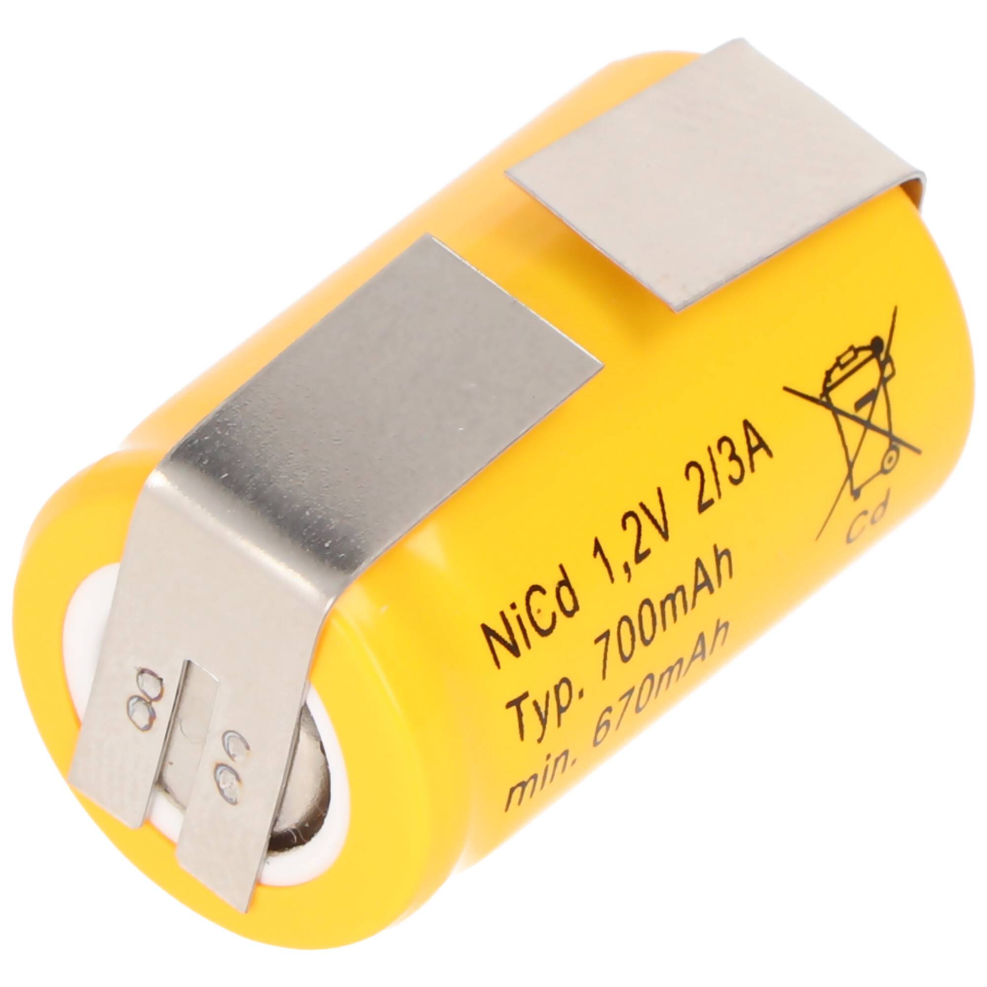 Ersatzakku KR-600AE 2/3 A Cadnica NICD Akku mit Lötfahnen in U-Form (nicht original Sanyo)