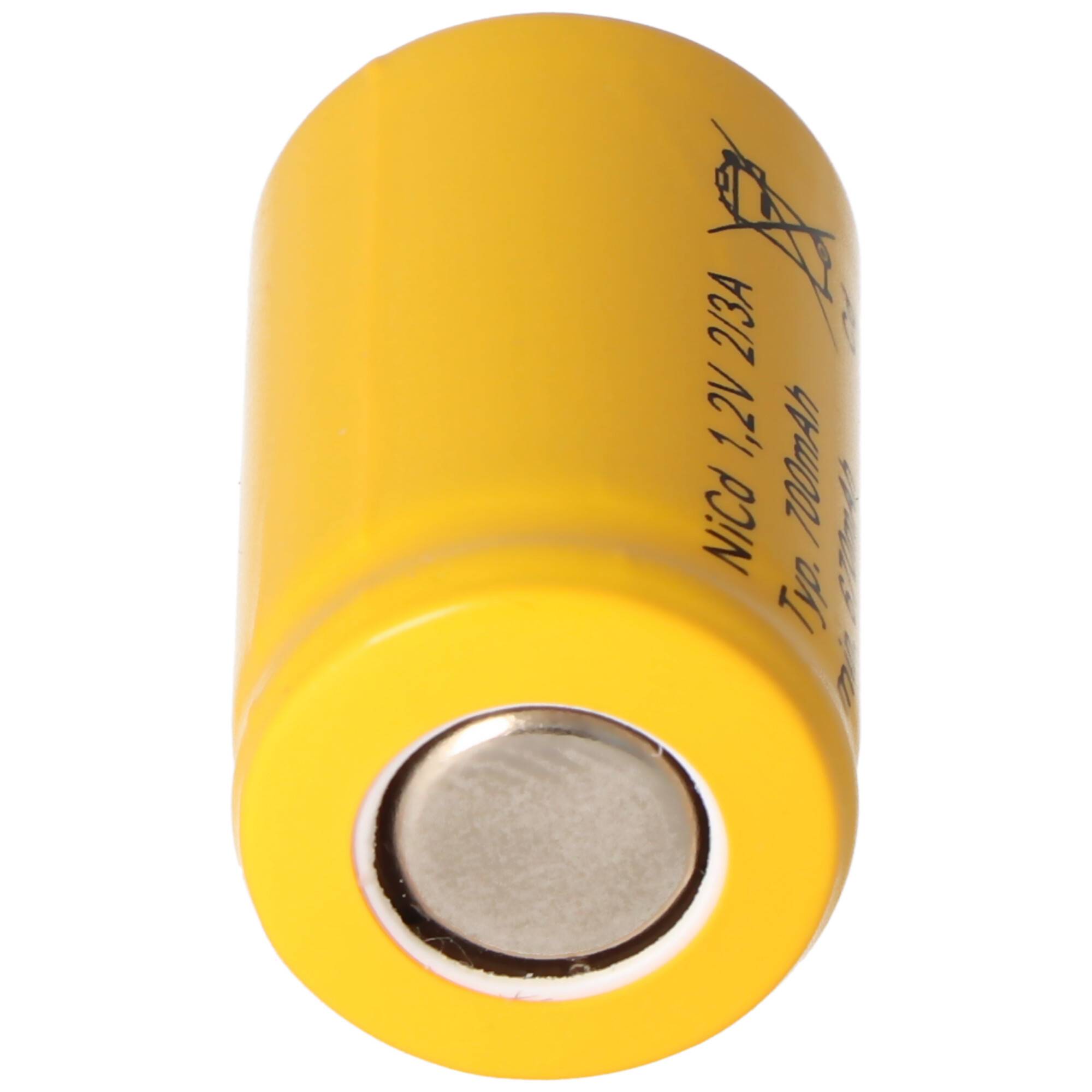 2/3 A Cadnica NICD Akku Flat Top ohne Lötfahne, 1,2 Volt 700mAh