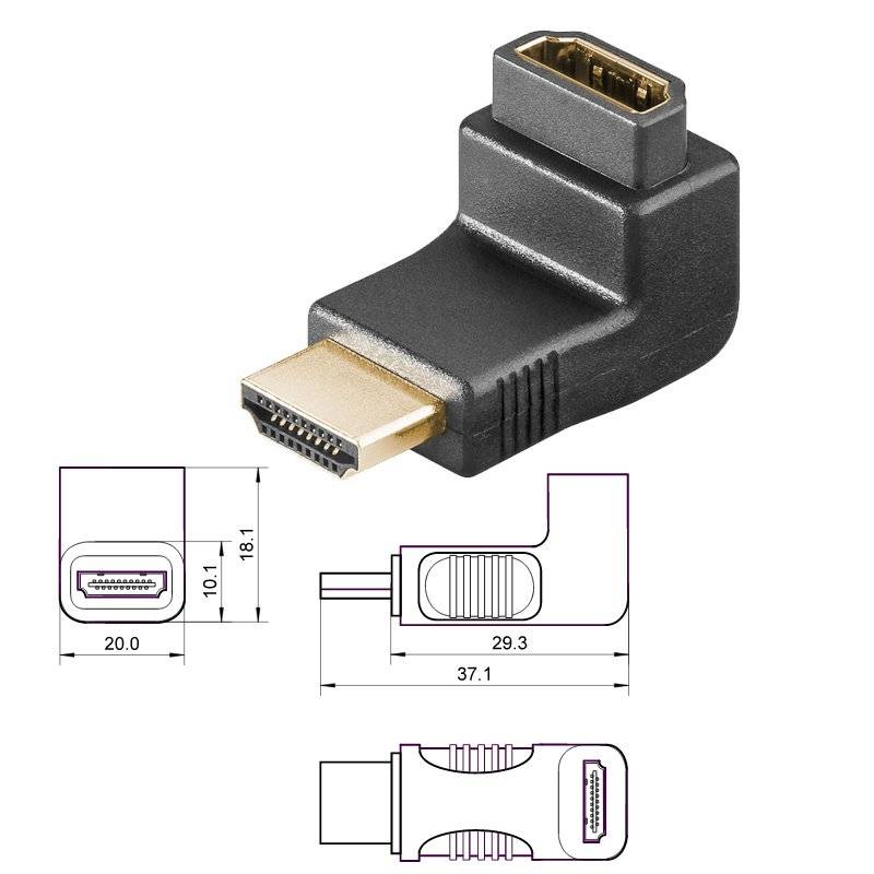 HDMI/HDMI Winkeladapter HDMI™ A-Stecker auf HDMI™ A-Buchse
