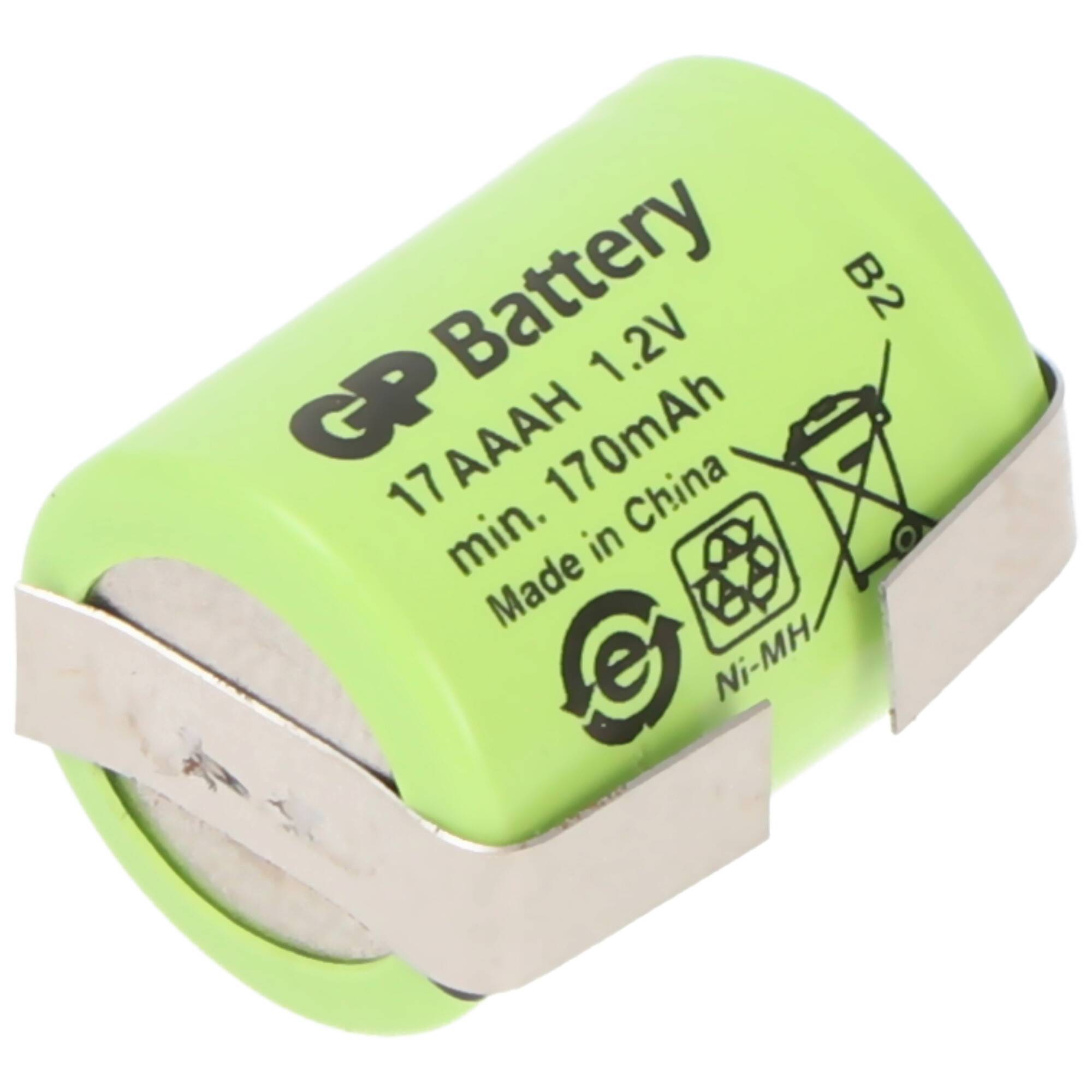 KAN 1/3AAA Micro 1,2 Volt 150mAh 15,00x10,00mm NiMH mit Lötfahne U-Form