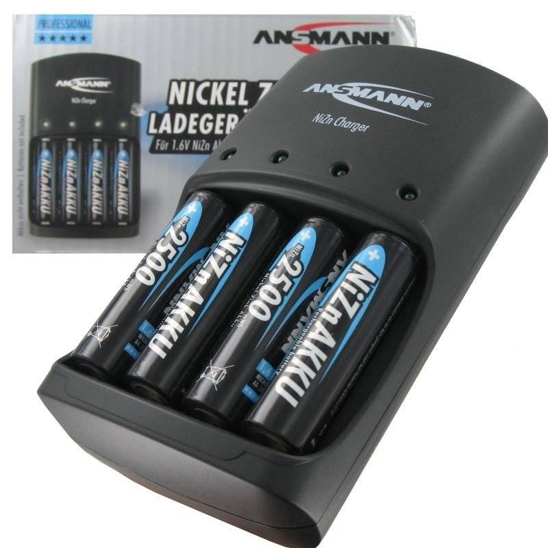 Ansmann Schnell-Ladegerät für NiZn 1,6 Volt Akku mit 4x 2500mWh Mignon AA
