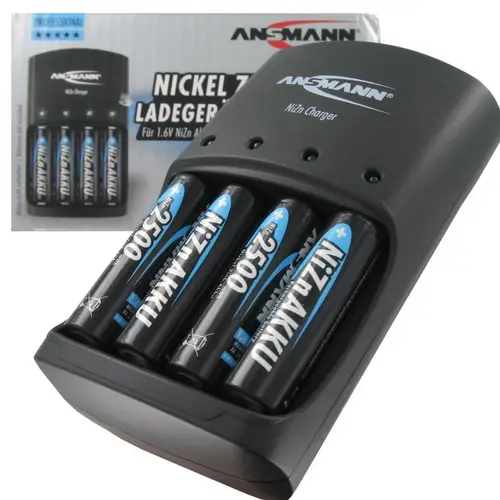 Ansmann Schnell-Ladegerät für NiZn 1,6 Volt Akku mit 4x 2500mWh Mignon AA Ansmann Schnell-Ladegerät für NiZn 1,6 Volt Akku mit 4x 2500mWh Mignon AA